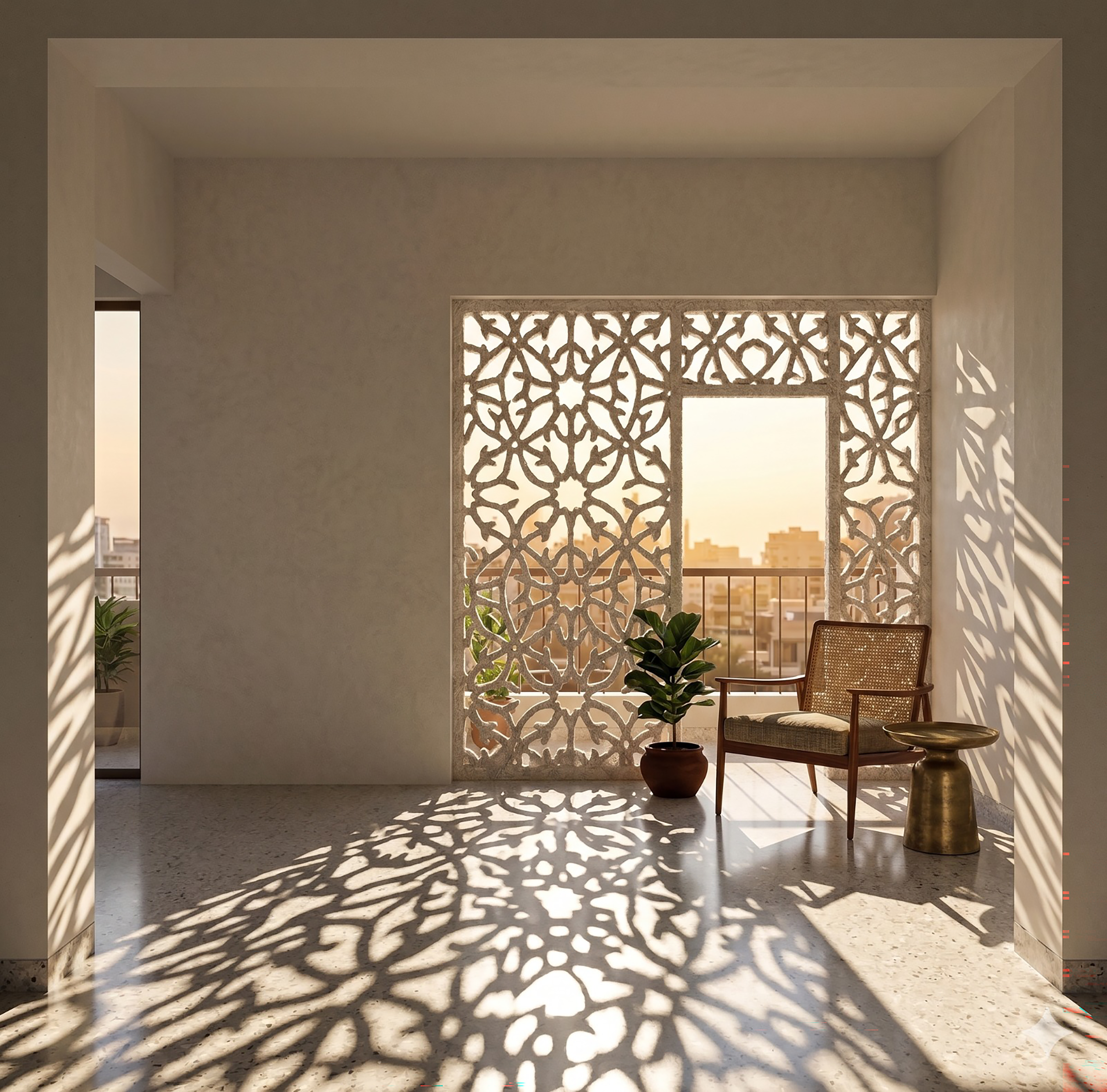 Renders showing the created materials being used in building typologies found in affluent areas of Karachi, Pakistan. 