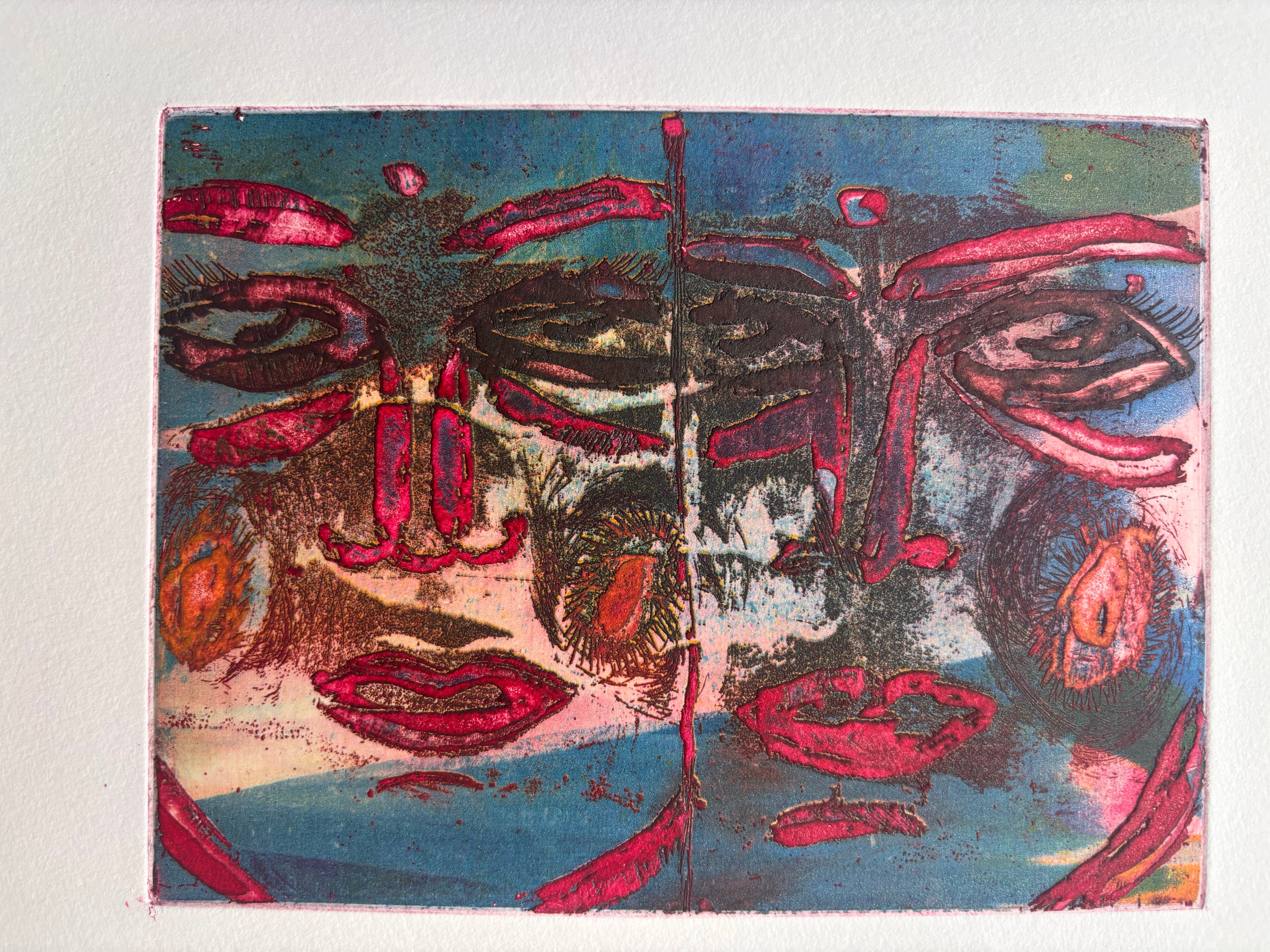 These are part of a series  of 9 copper plates made with extended/deep etchings sugar lift, line etching, aquatint, spitbite and drypoint.