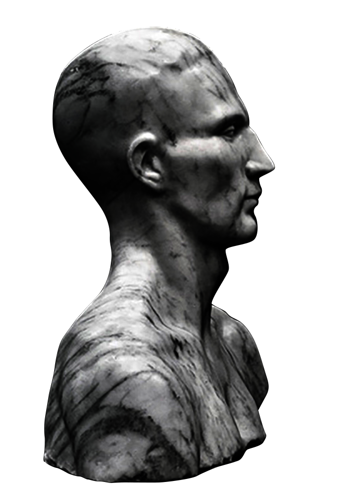 Nancy Elizabeth Prophet bust of a man titled "Poise"