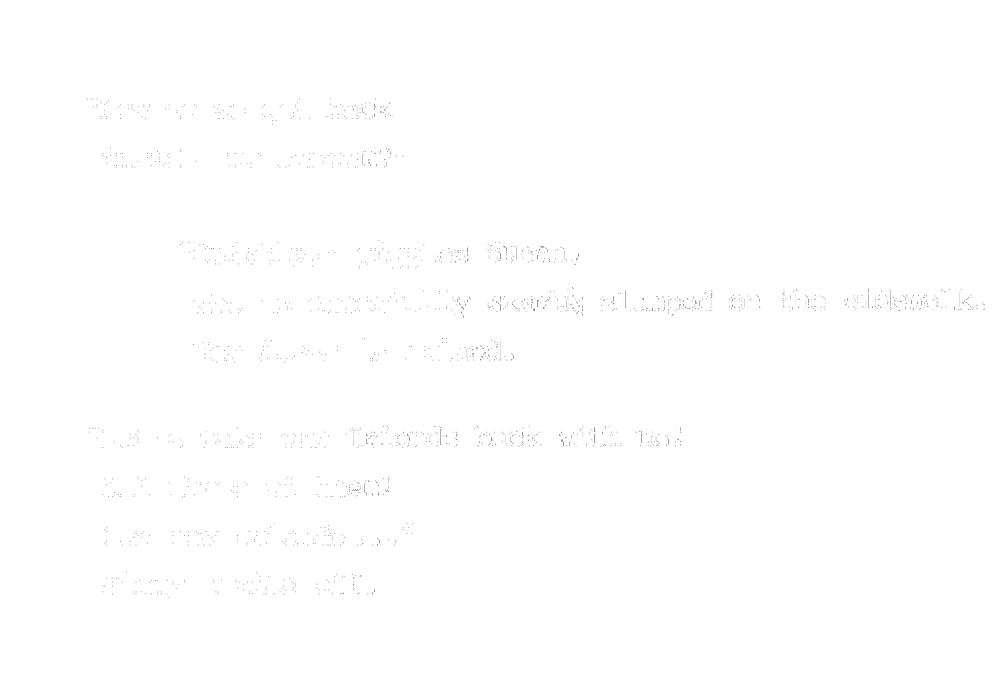 “How do we get back inside the museum?” “Quietly,” giggles Susan, who is cheerfully slumped on the sidewalk. Her dress is ruined. “Let’s take our friends back with us! All three of them! Our new friends…” Jinny trails off.