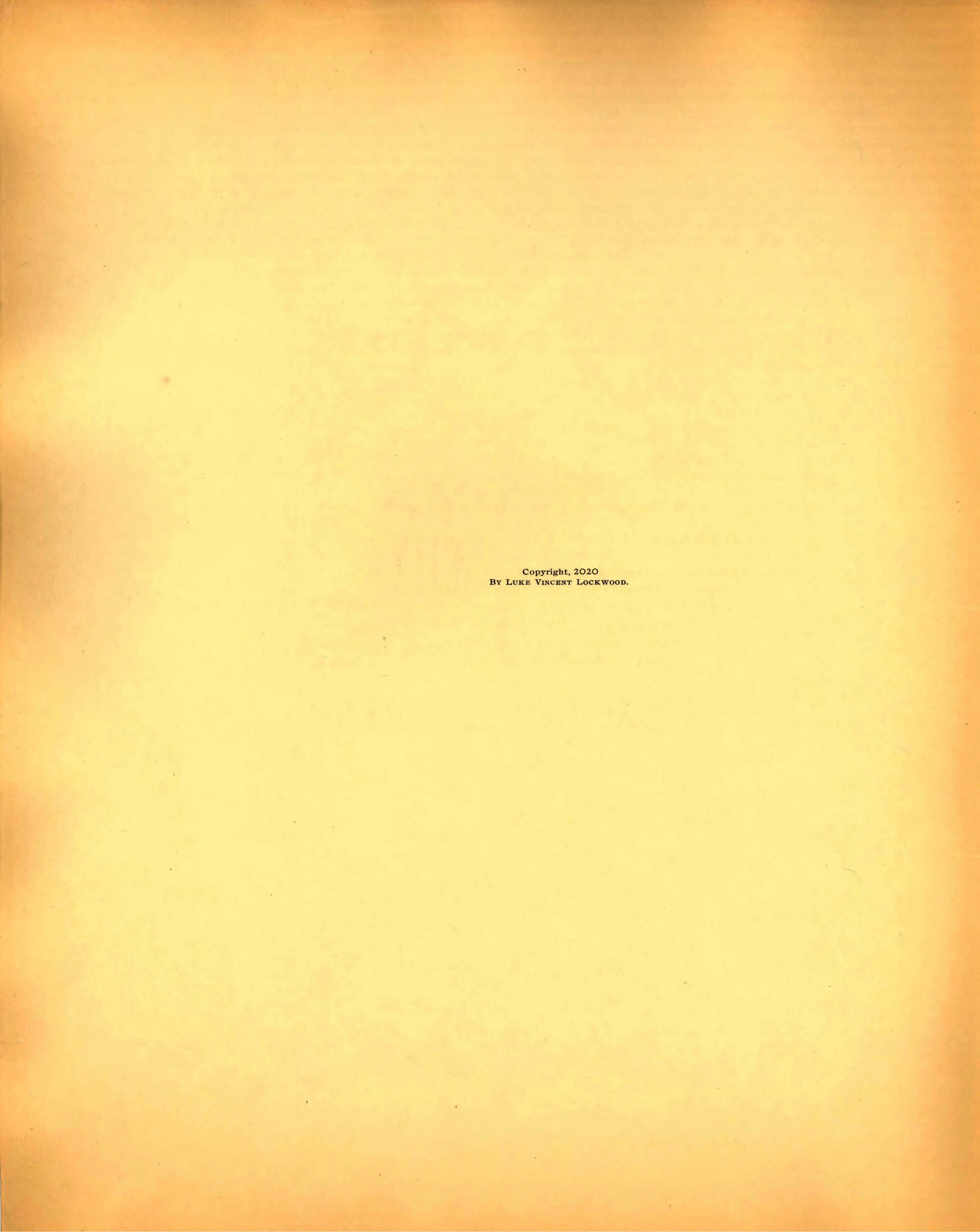 The Pendleton Collection book page: copyright page. Text says "Copyright 2020 by Luke Vincent Lockwood"