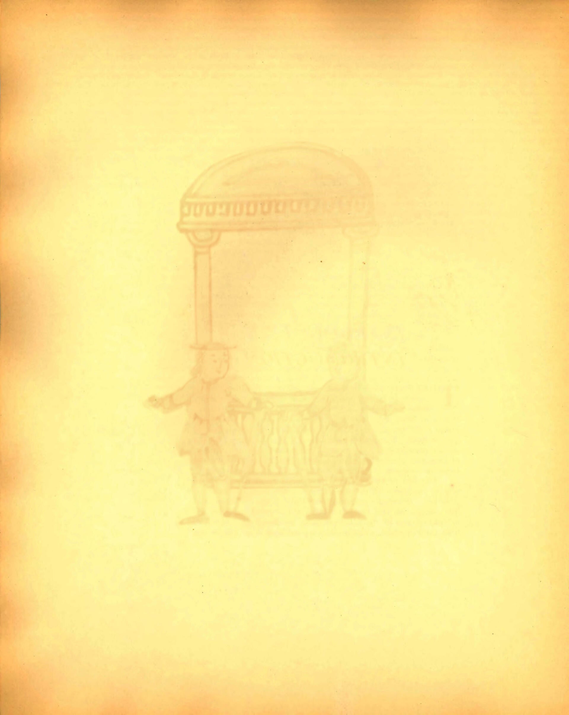 Pendleton Collection Catalog Blank Page: faint offset image of two eighteenth-century figures standing in front of an architectural element