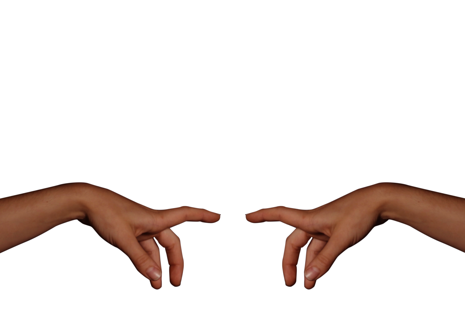 left and right hands of a white woman pointing in a sprezzatura gesture