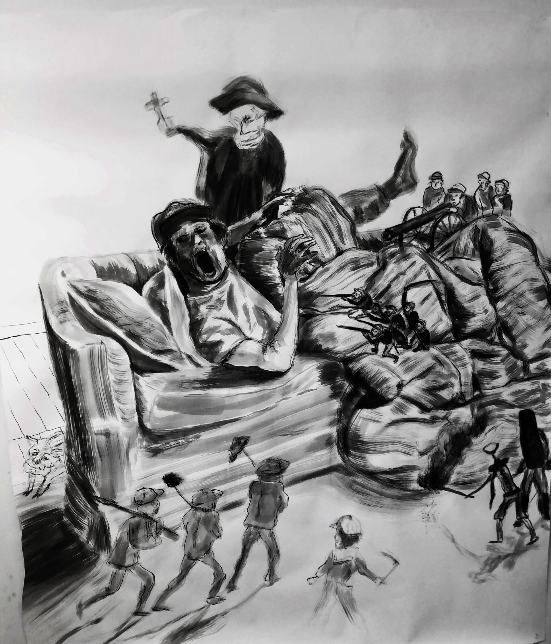 Couchmere, Ink on Paper, 6 x 6 feet