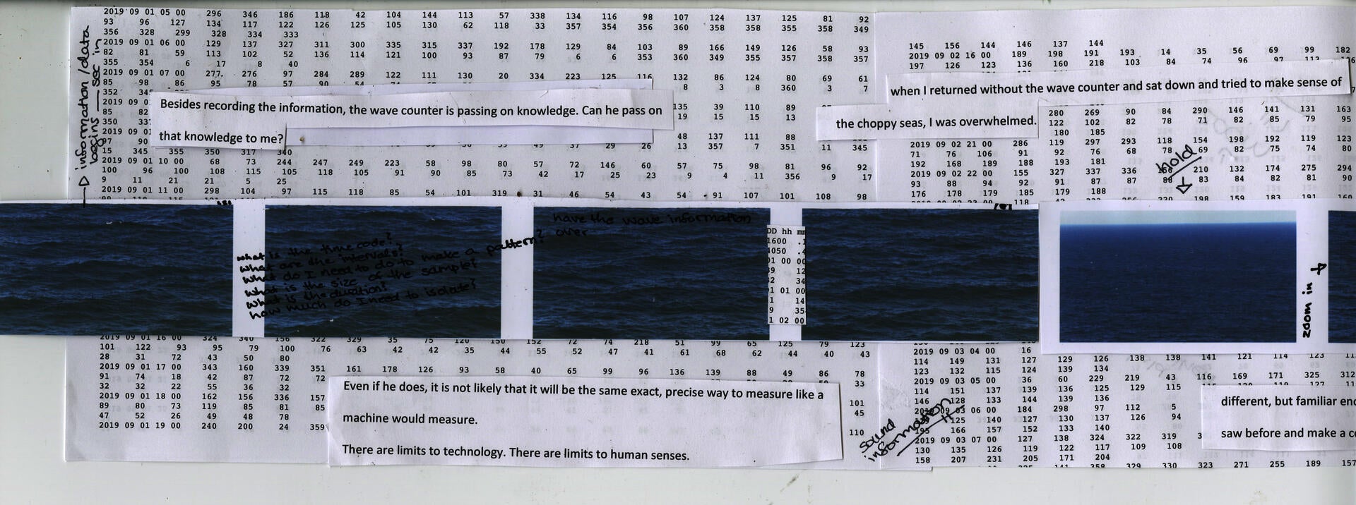 Montage of waves and words