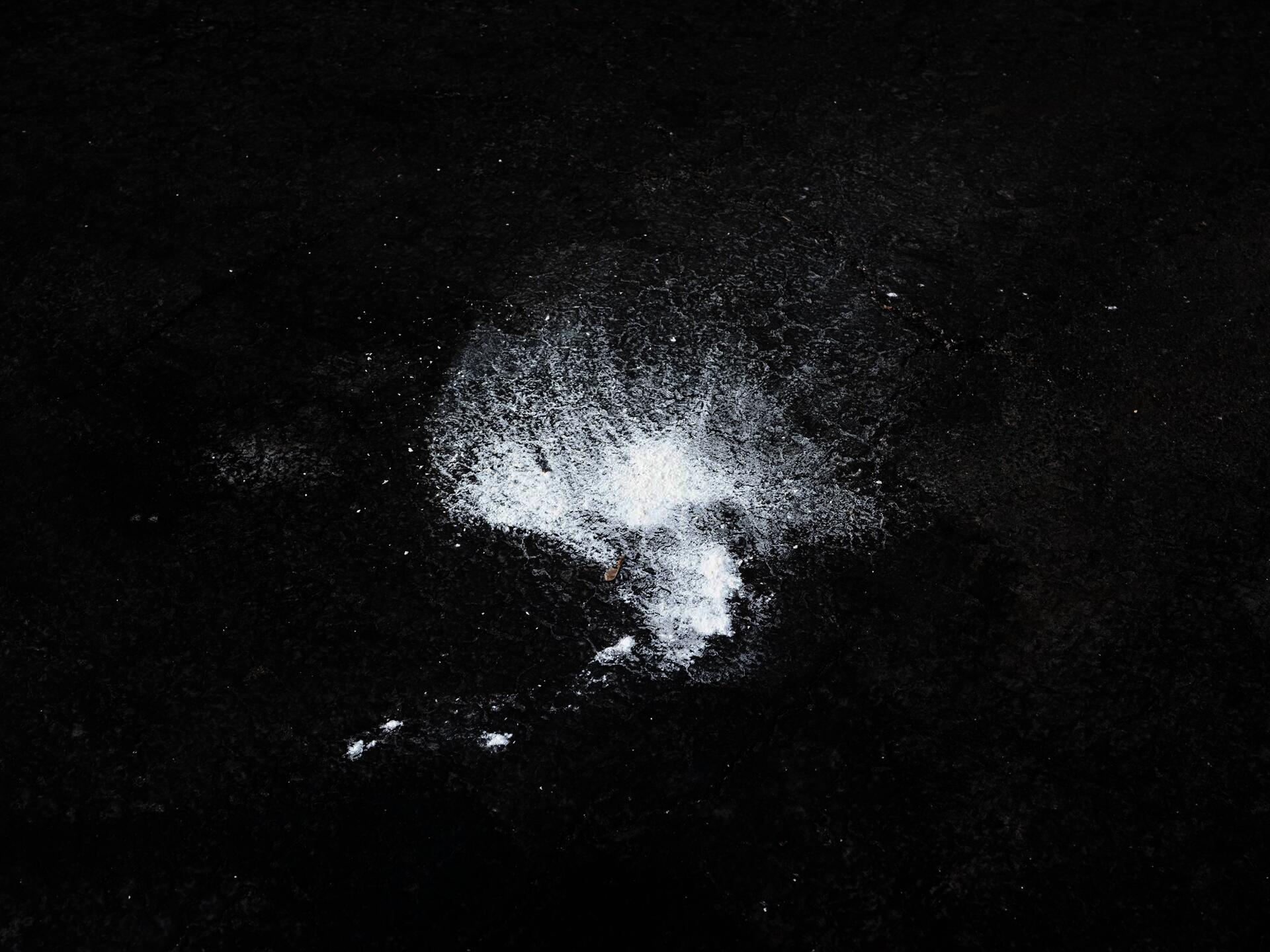 white amorphous paint mark