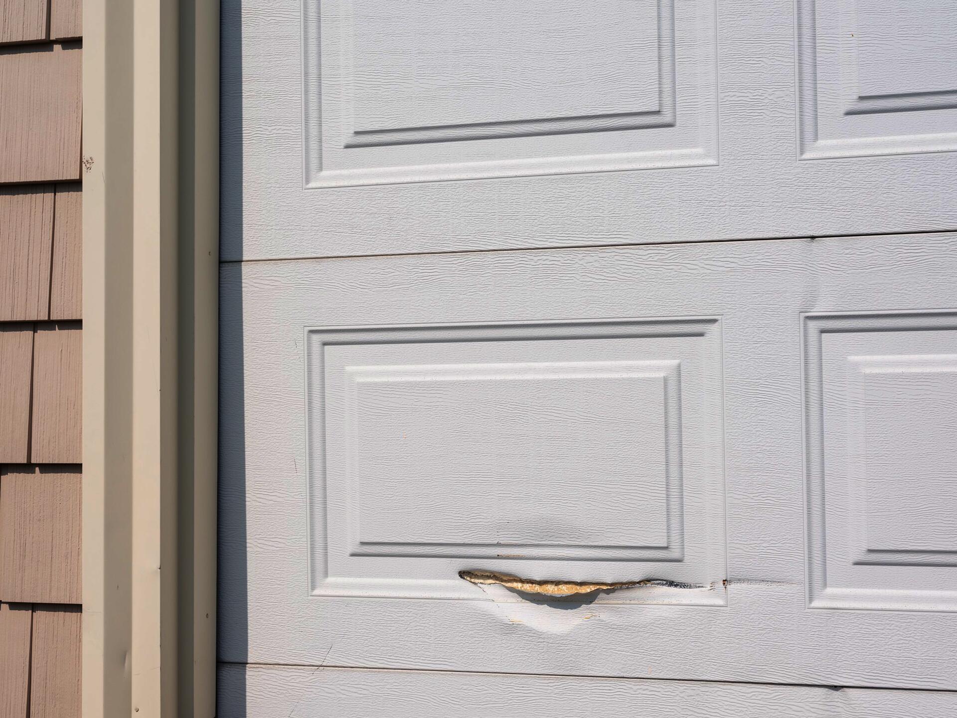 garage door with scar