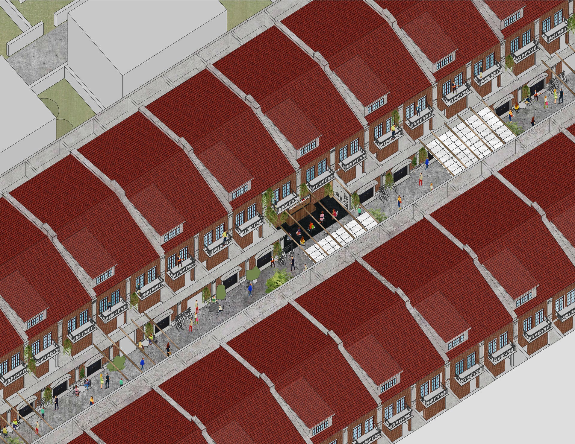 Axonometric drawing of Longtang