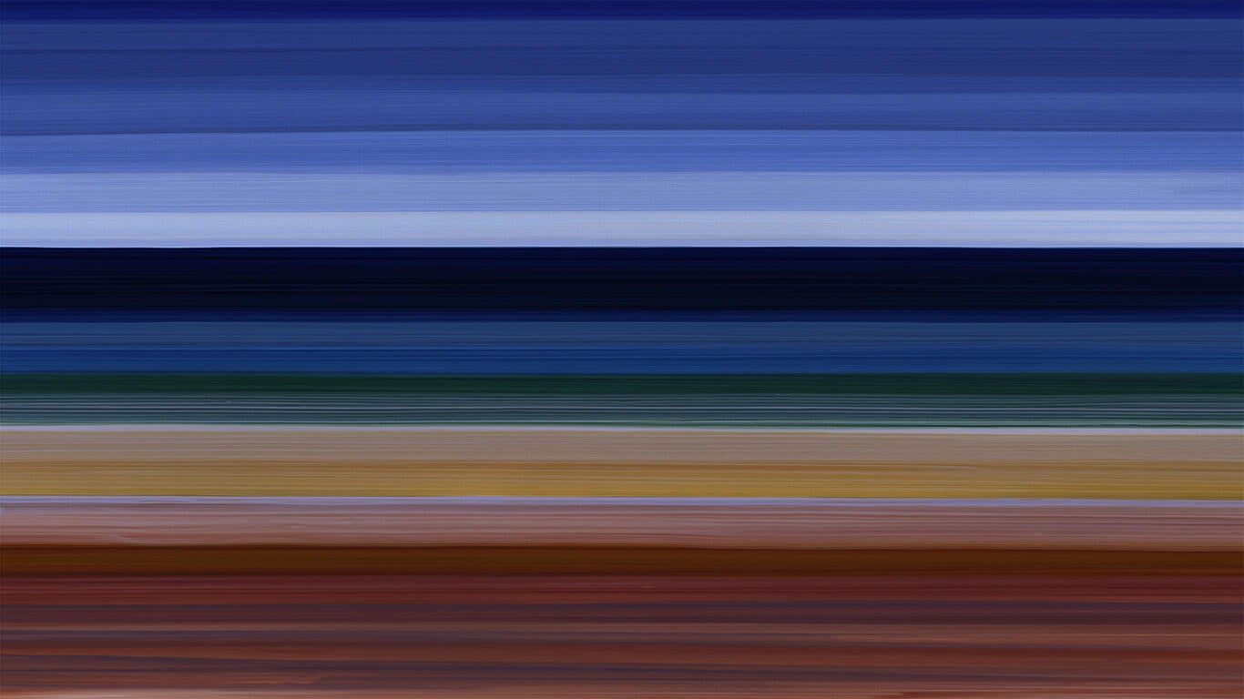 hand painted horizontal stripes in blues and oranges