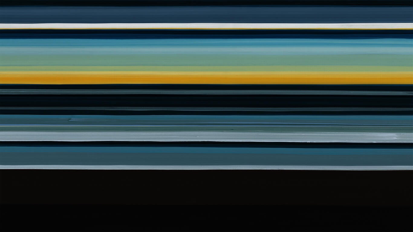 hand painted horizontal stripes in blues and yellows