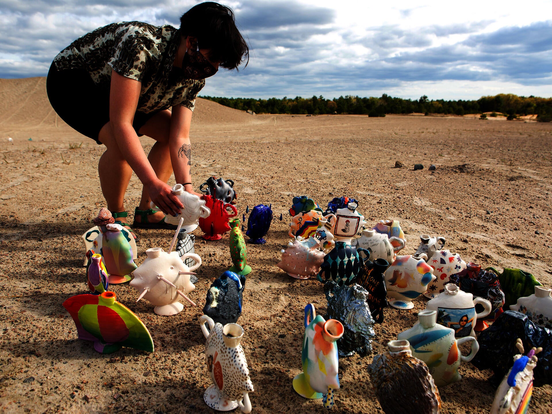 Ceramics installation on the beach