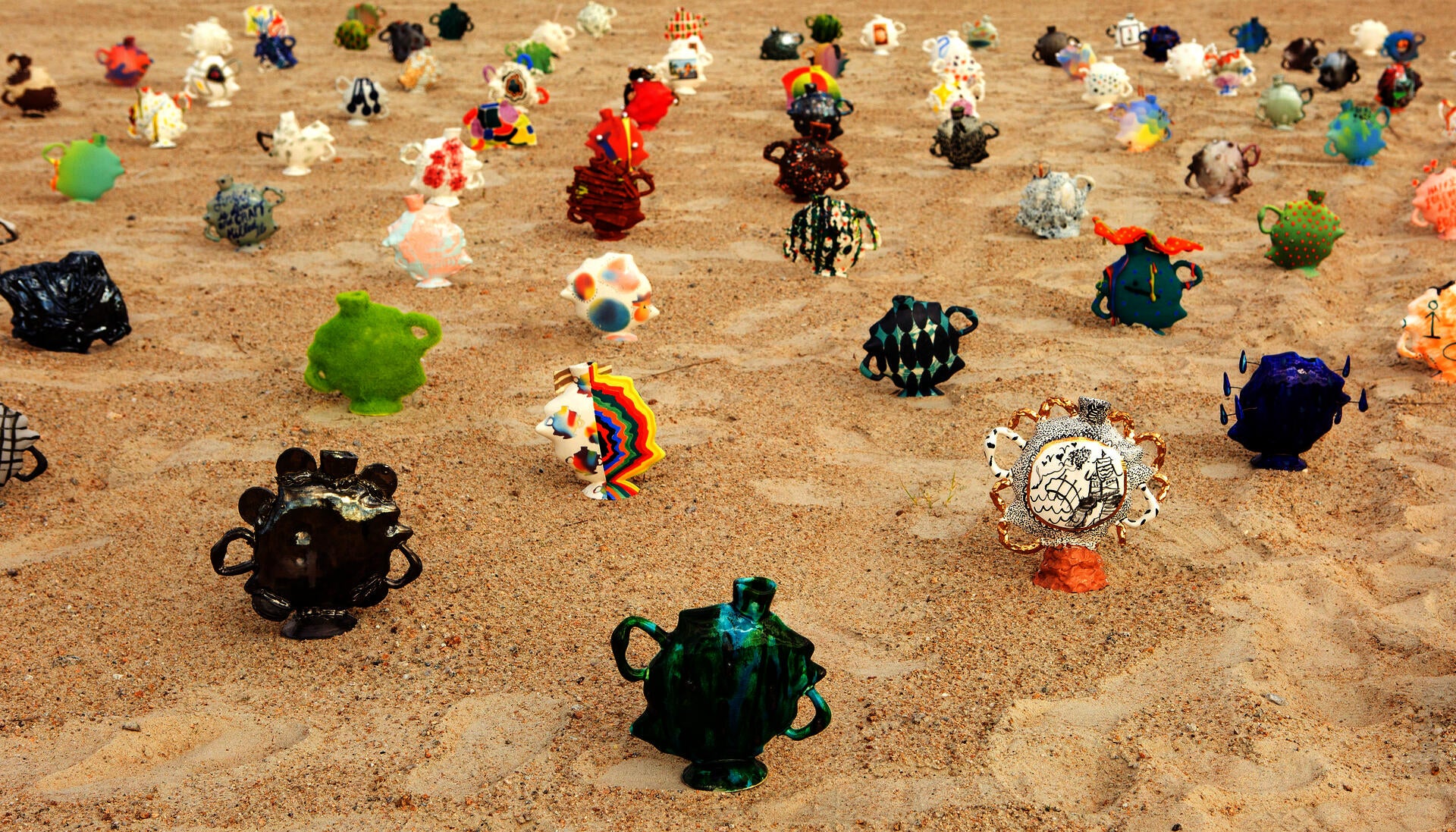 Ceramics installation on the beach