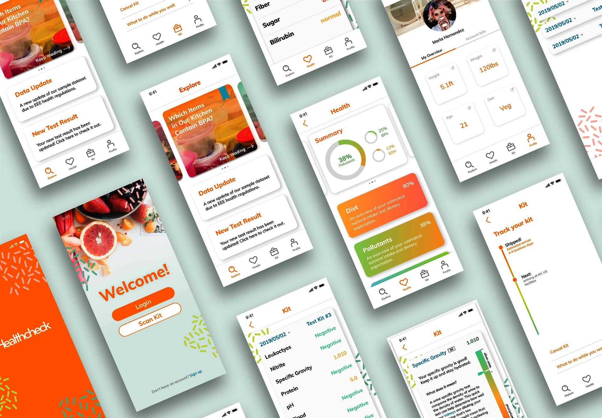 Designs for Healthcheck app