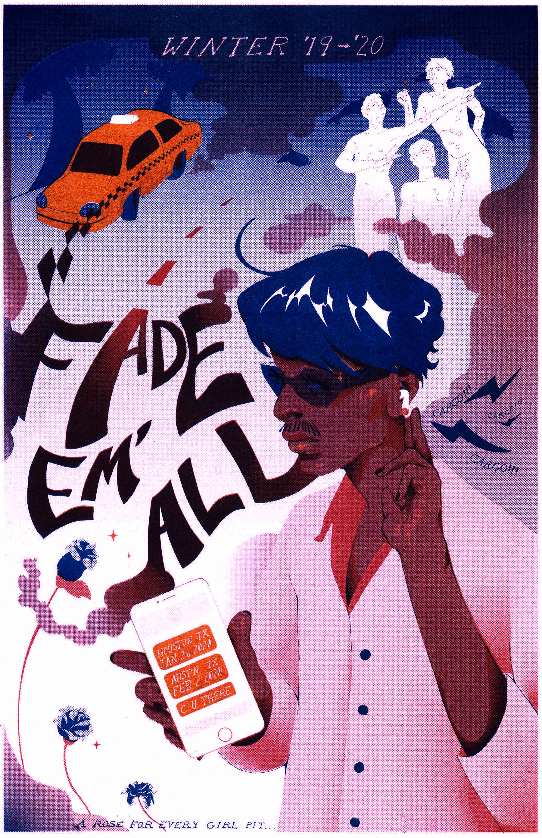 event poster with man wearing airpods holding an iphone