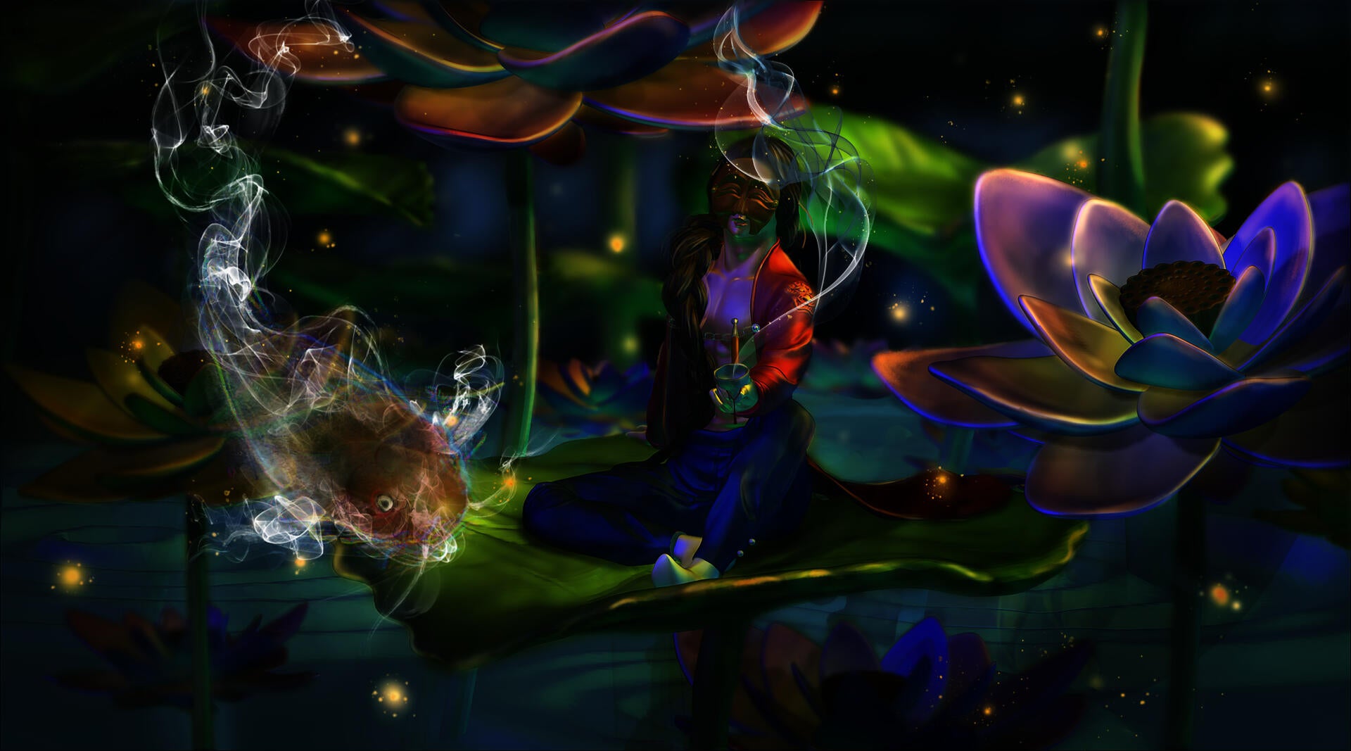 3d fairy in a pond