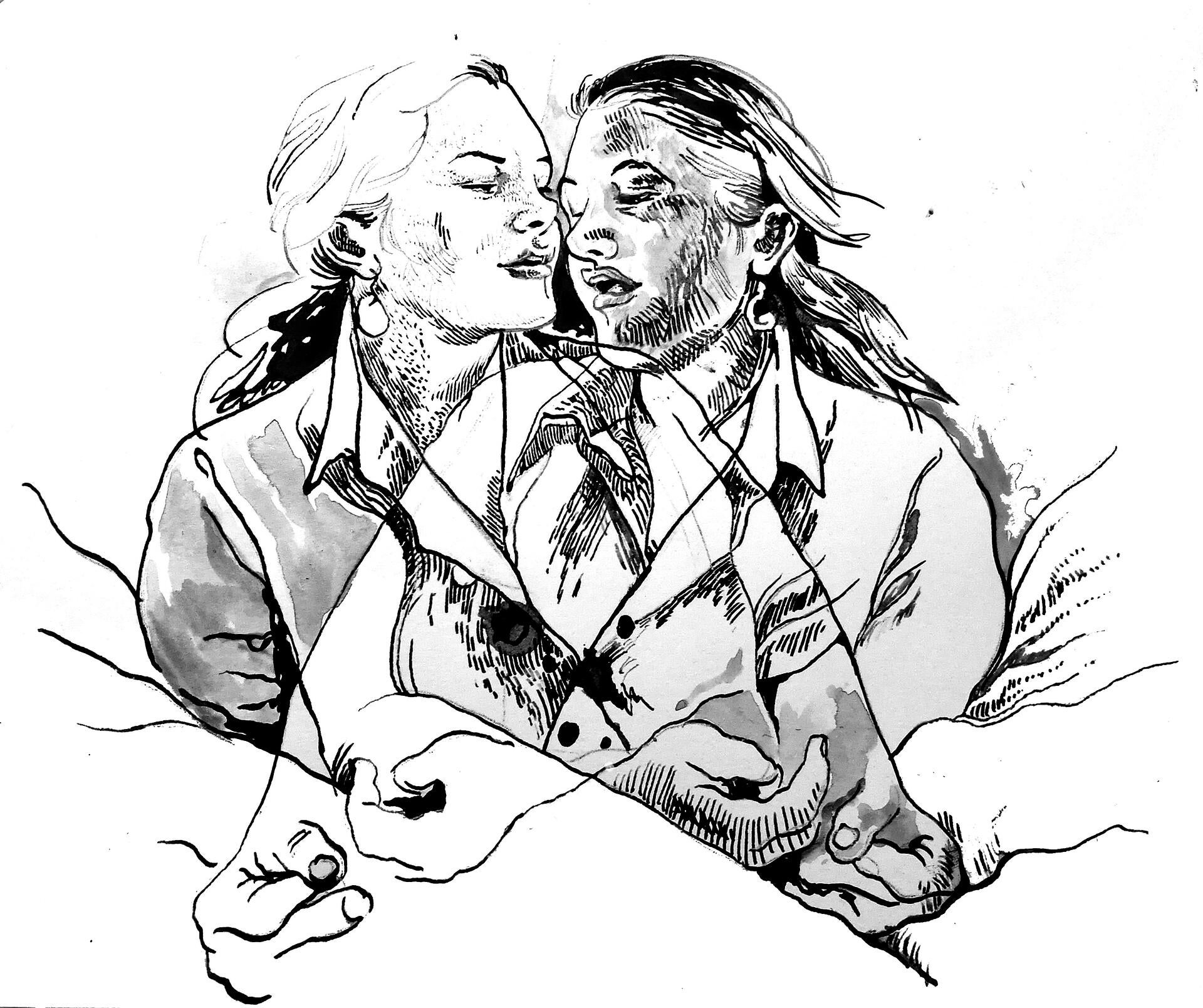 a couple embracing each other