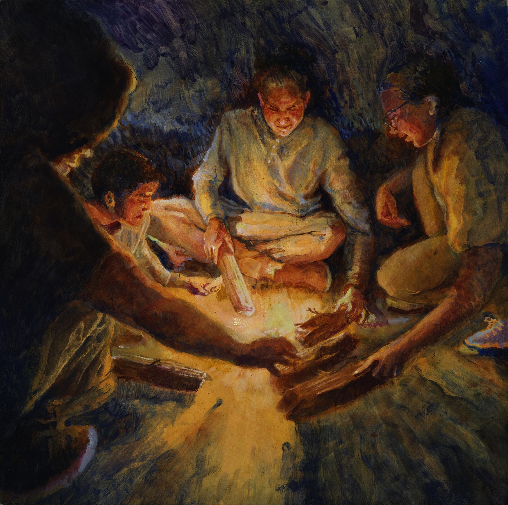 family gathering with four people