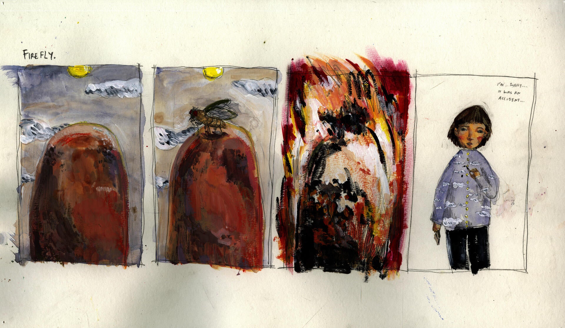 cartoon panels about a firefly