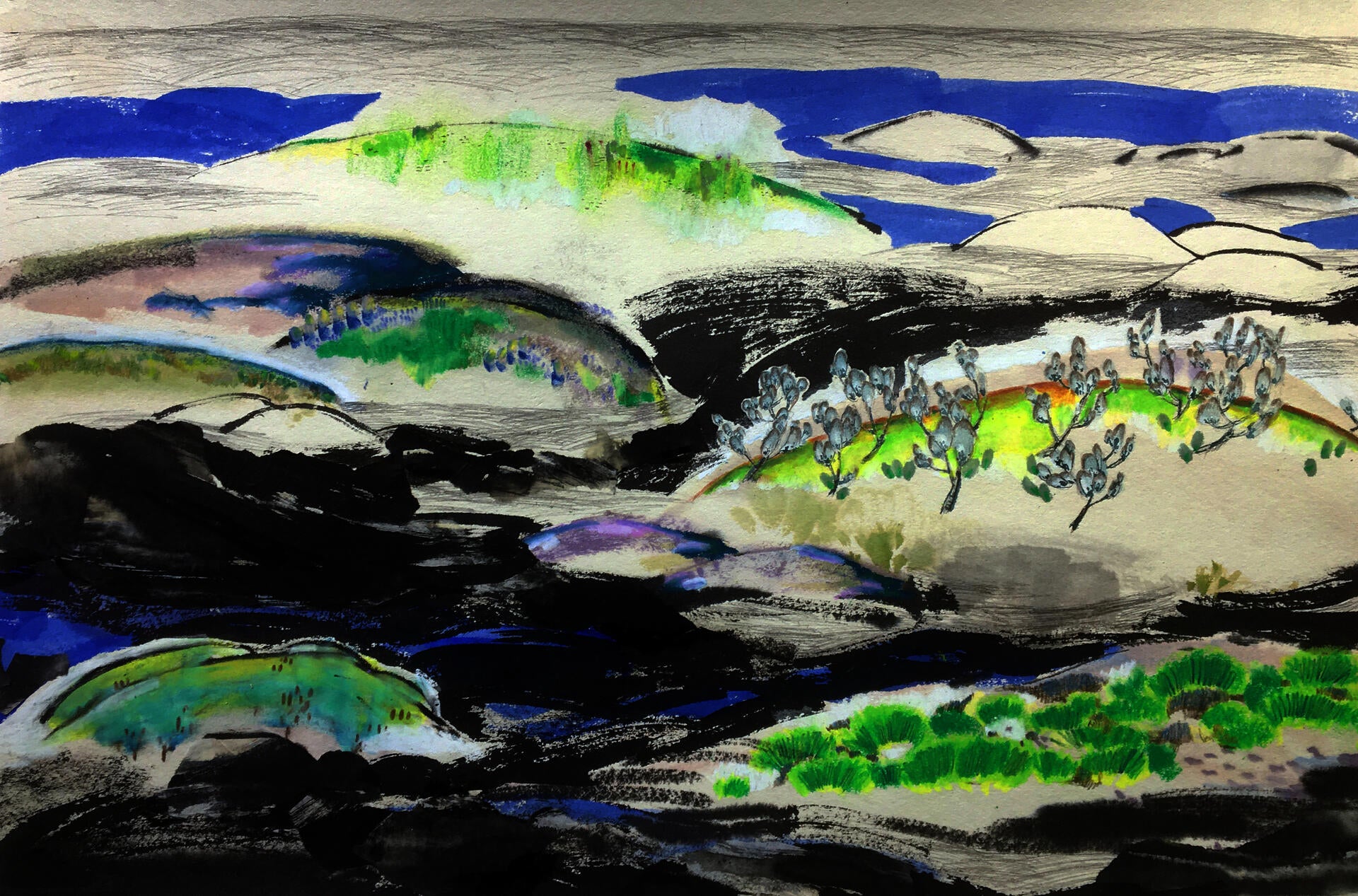 landscape painting, wetlands