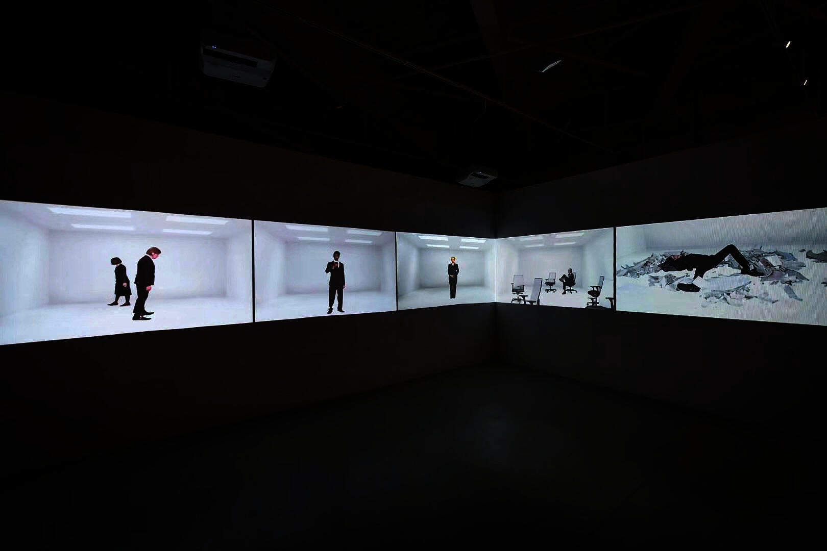 Installation view of video work by Lisha Nie