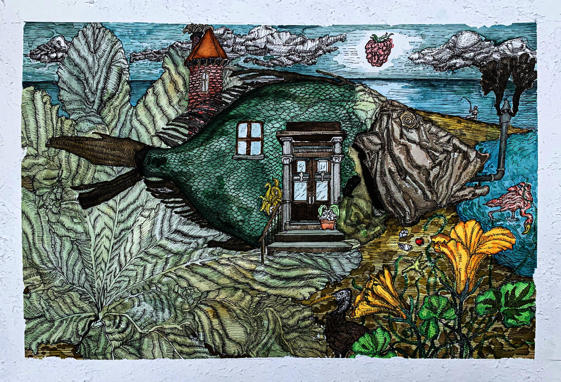 Pen and ink watercolor