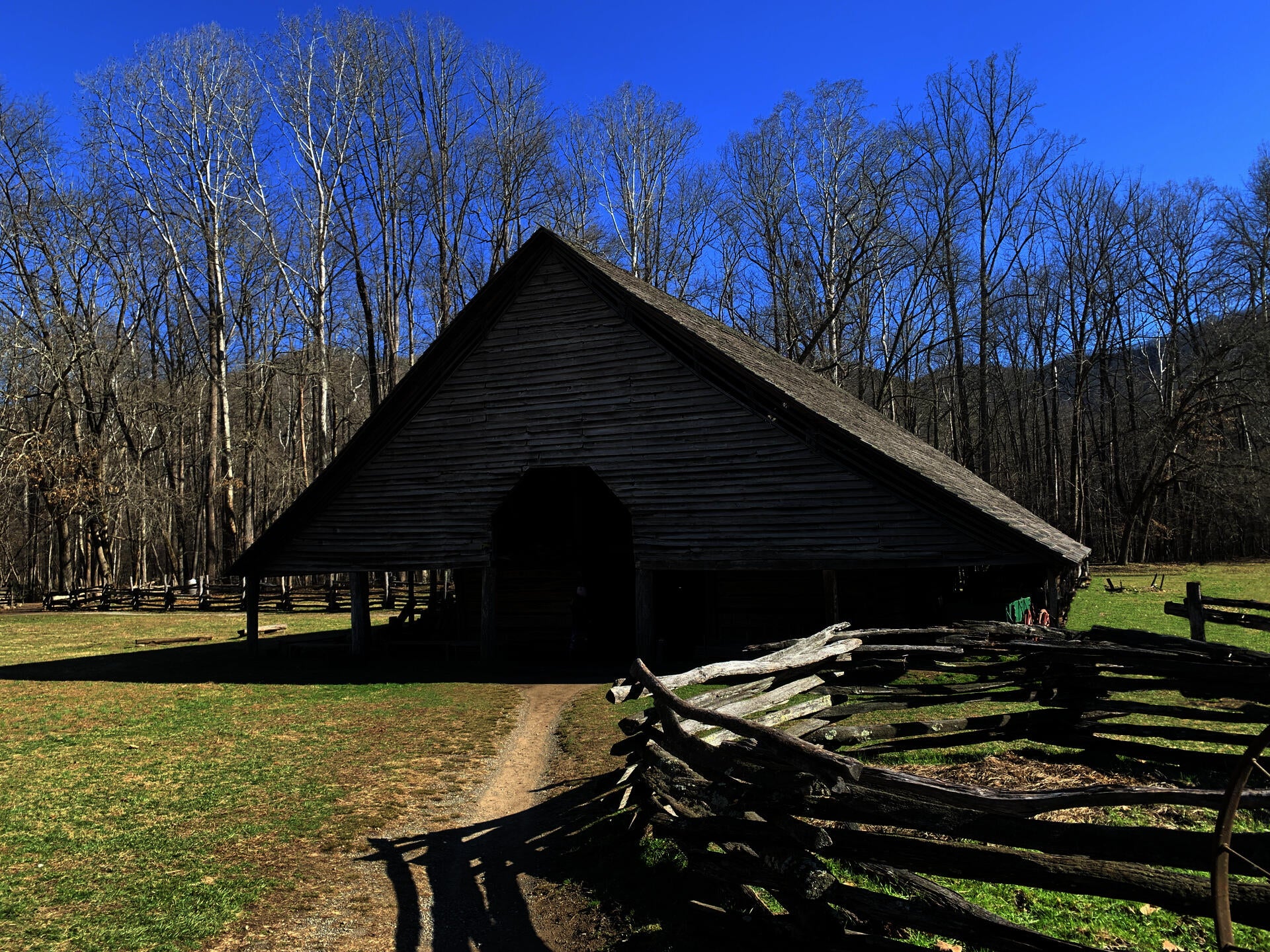 Barn at the Oconaluftee Mountain Farm Museum in Cherokee, NC.