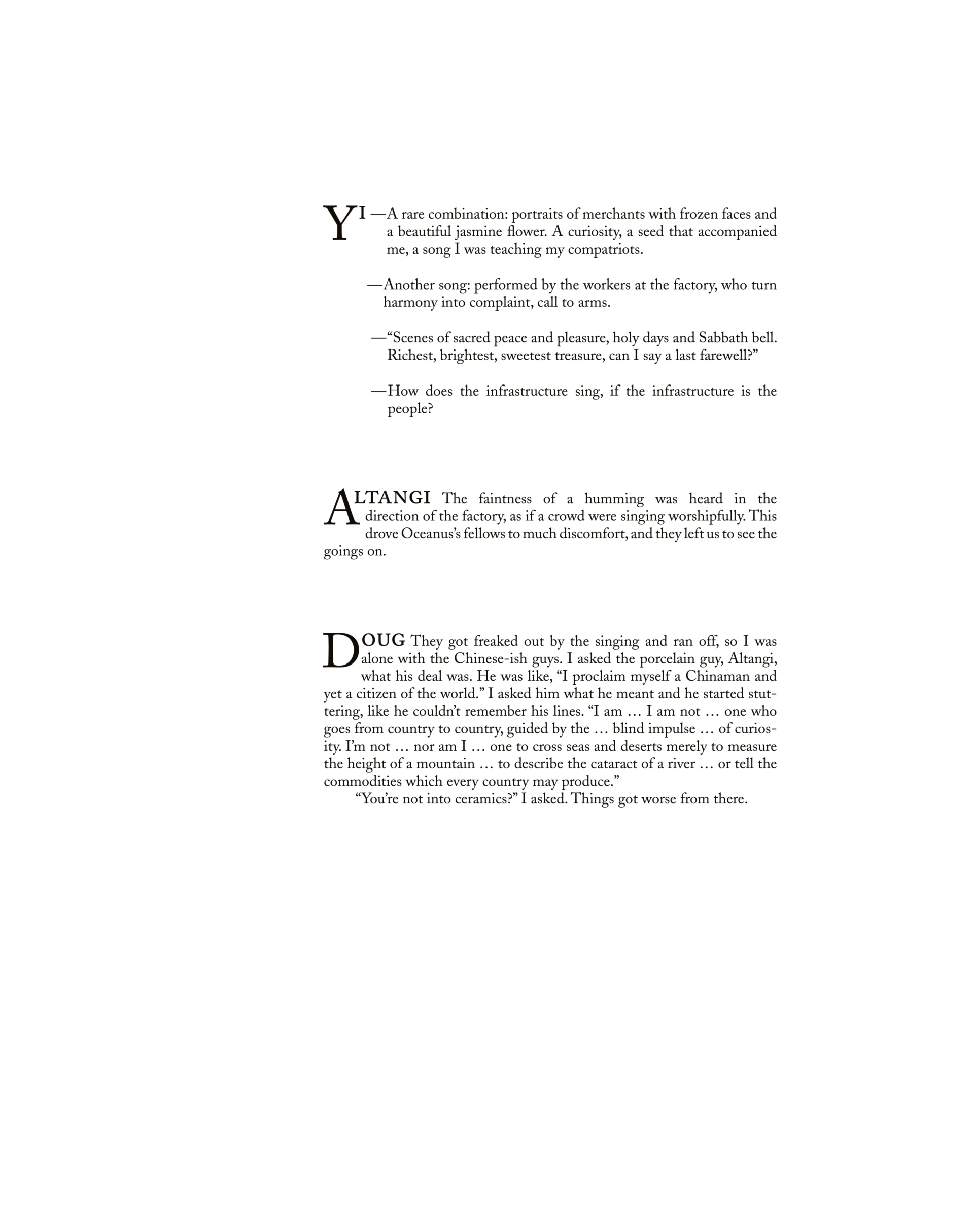 Pendleton Collection Catalog Page: Script text with Yi, Altangi, and Doug