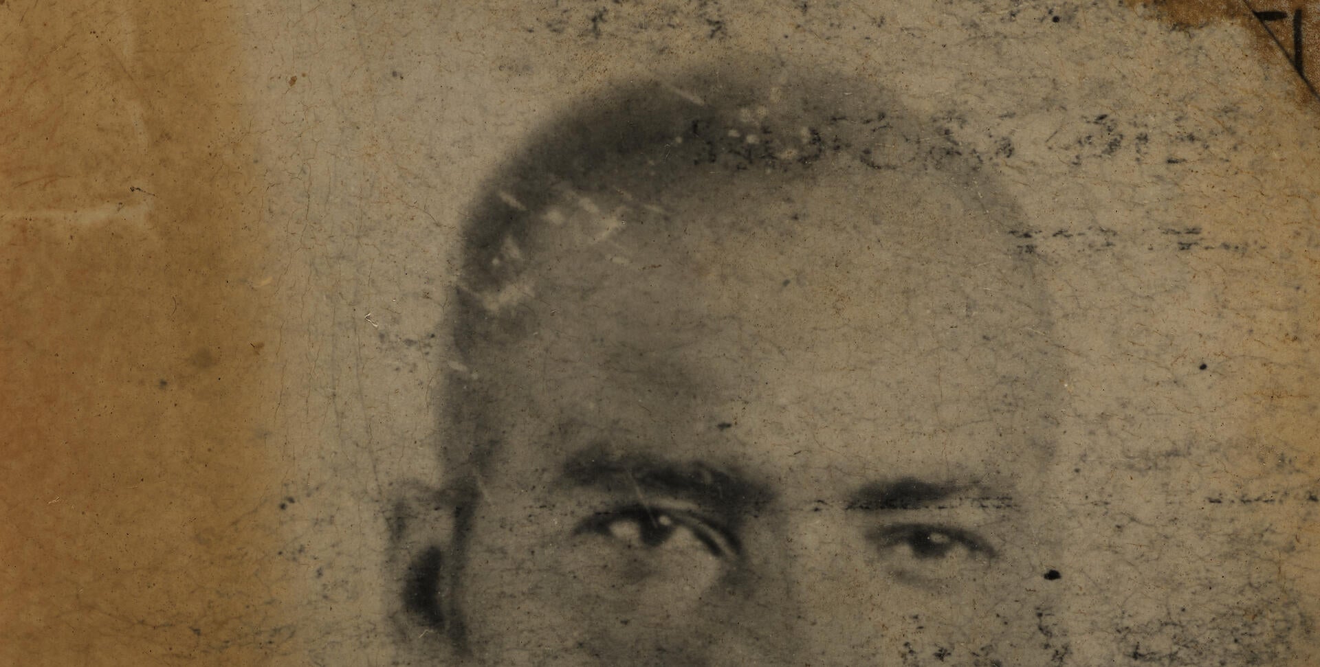 Detail of a sepia portrait of a man