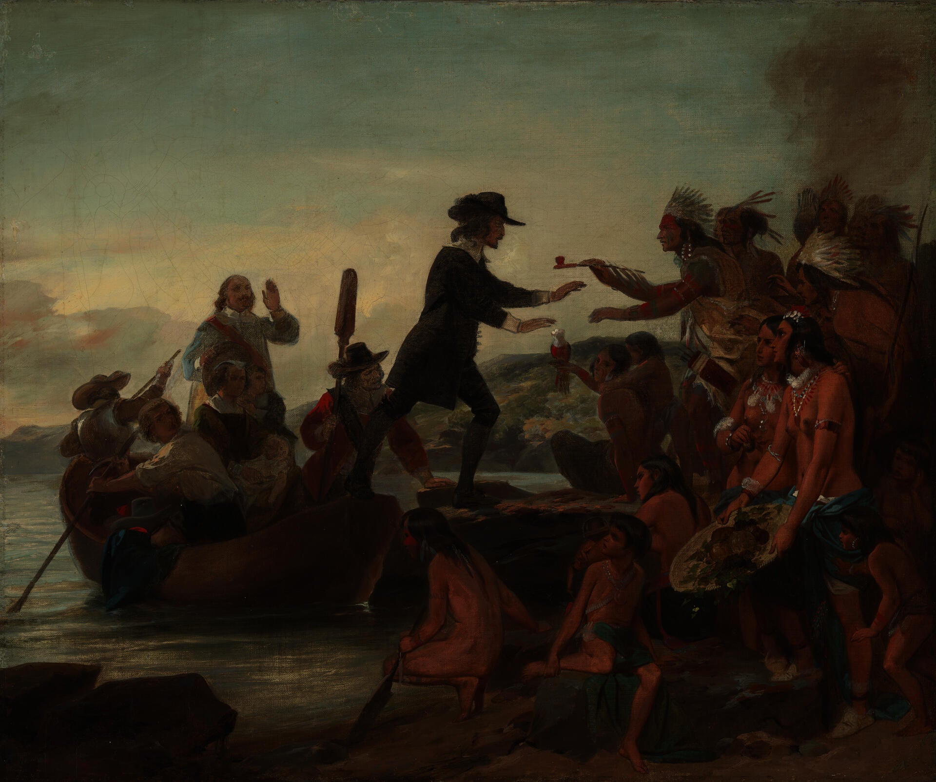 Detail of Alonzo Chappel's "The Landing of Roger Williams in 1636", 1857