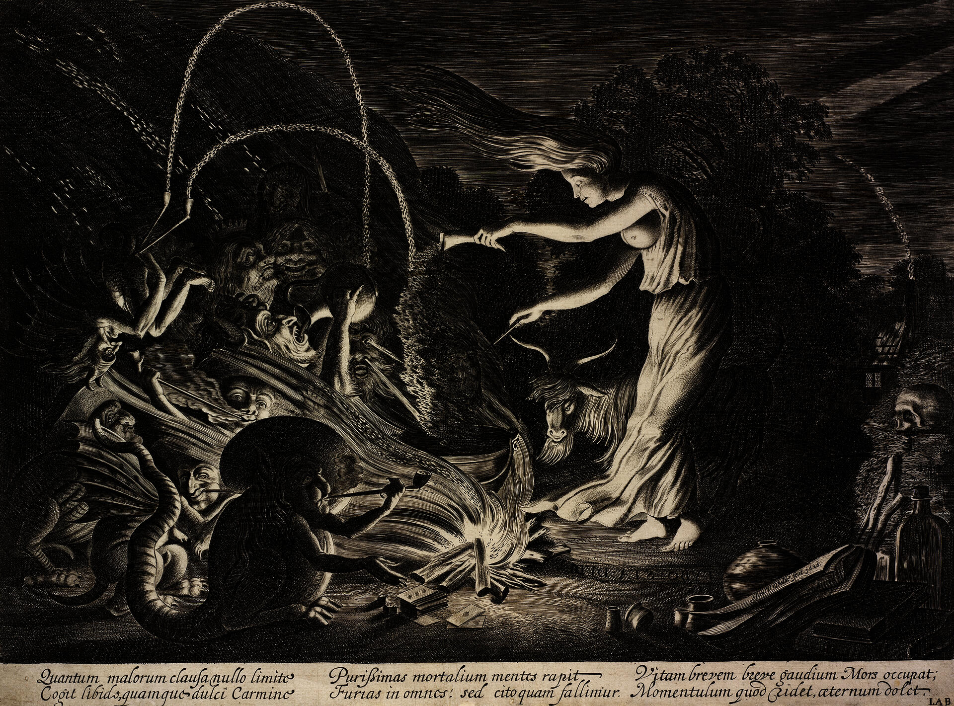 Detail of Jan van de Velde II's 'The Sorceress', 1626