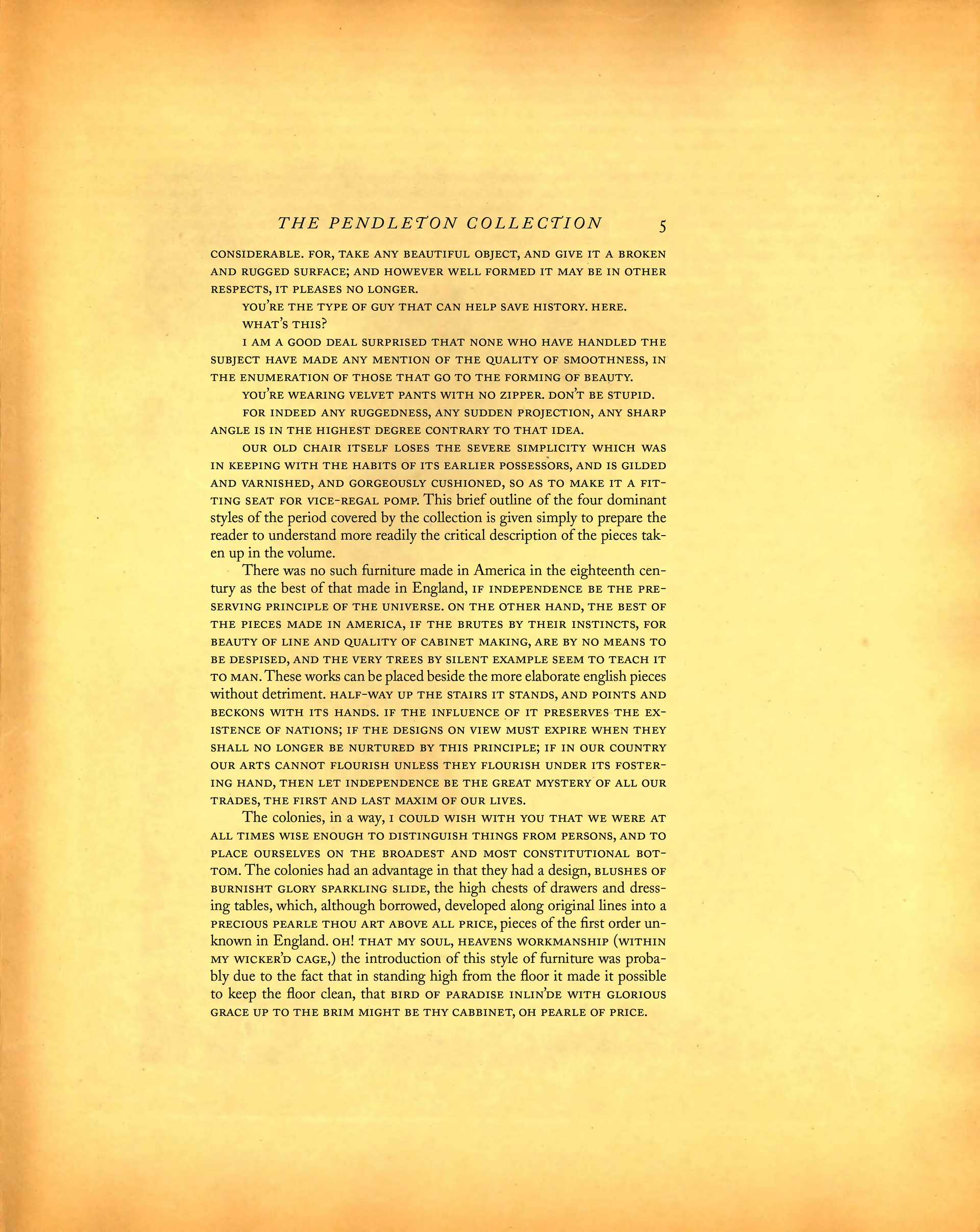 The Pendleton Collection page: Introduction text page 5