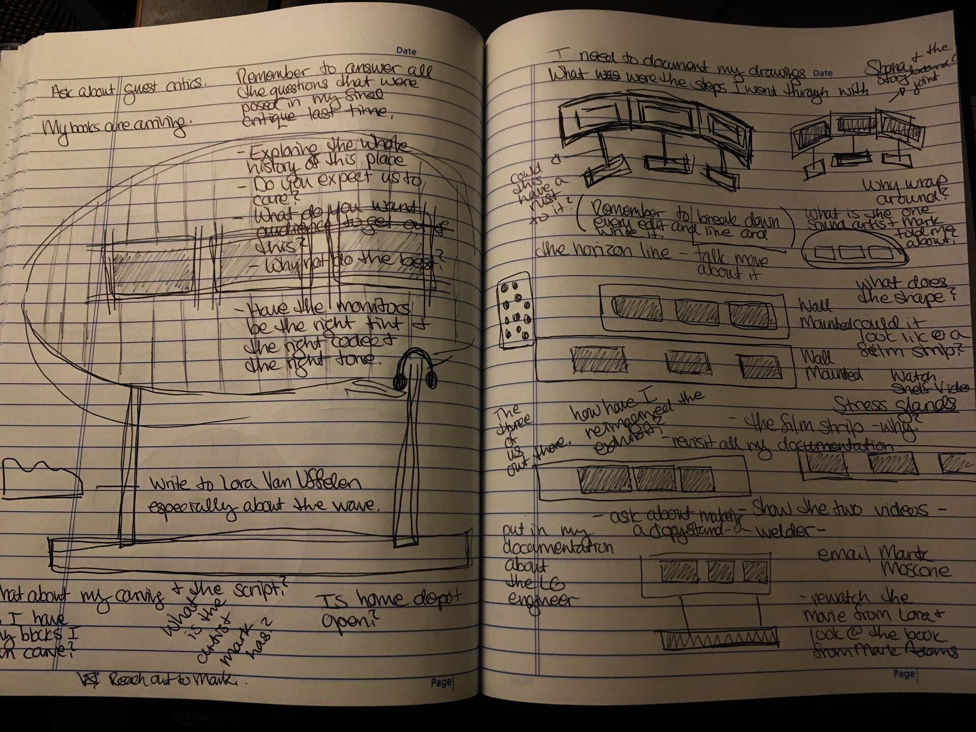Sketchbook of ideas for installation.