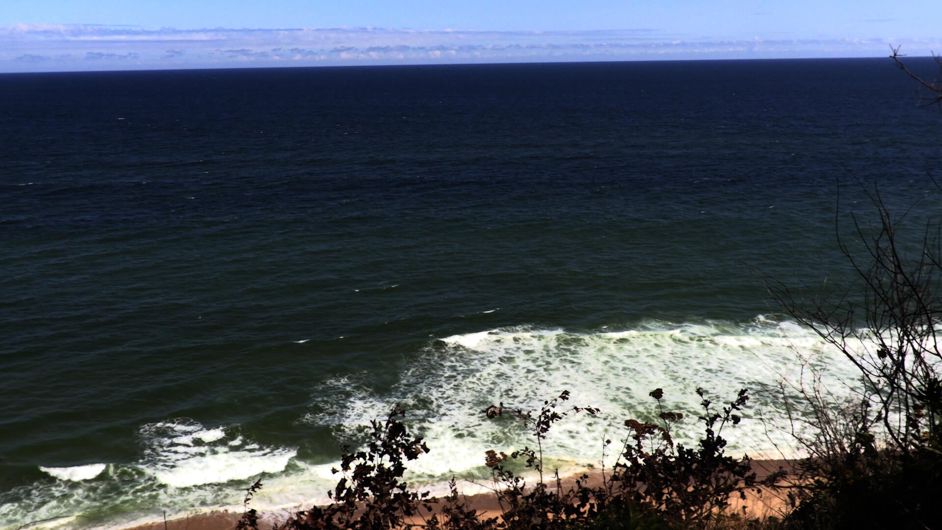 A still from a 4K video of the glacial cliff in Cape Cod.