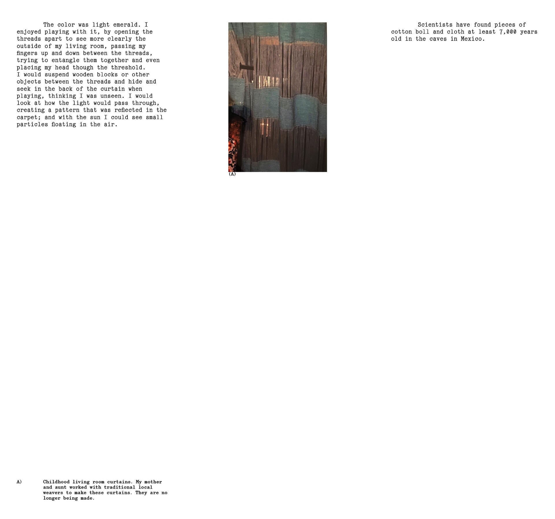 Loose Curtain piece with text
