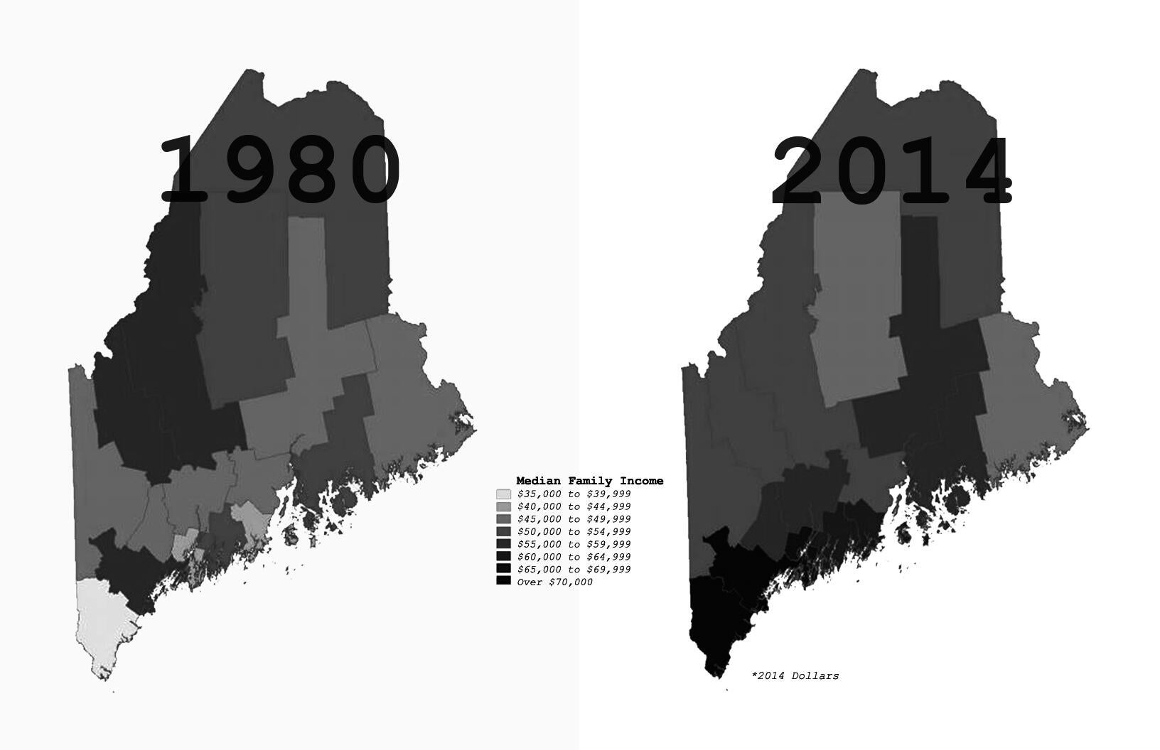 A diagram of wealth distribution throughout the state of Maine