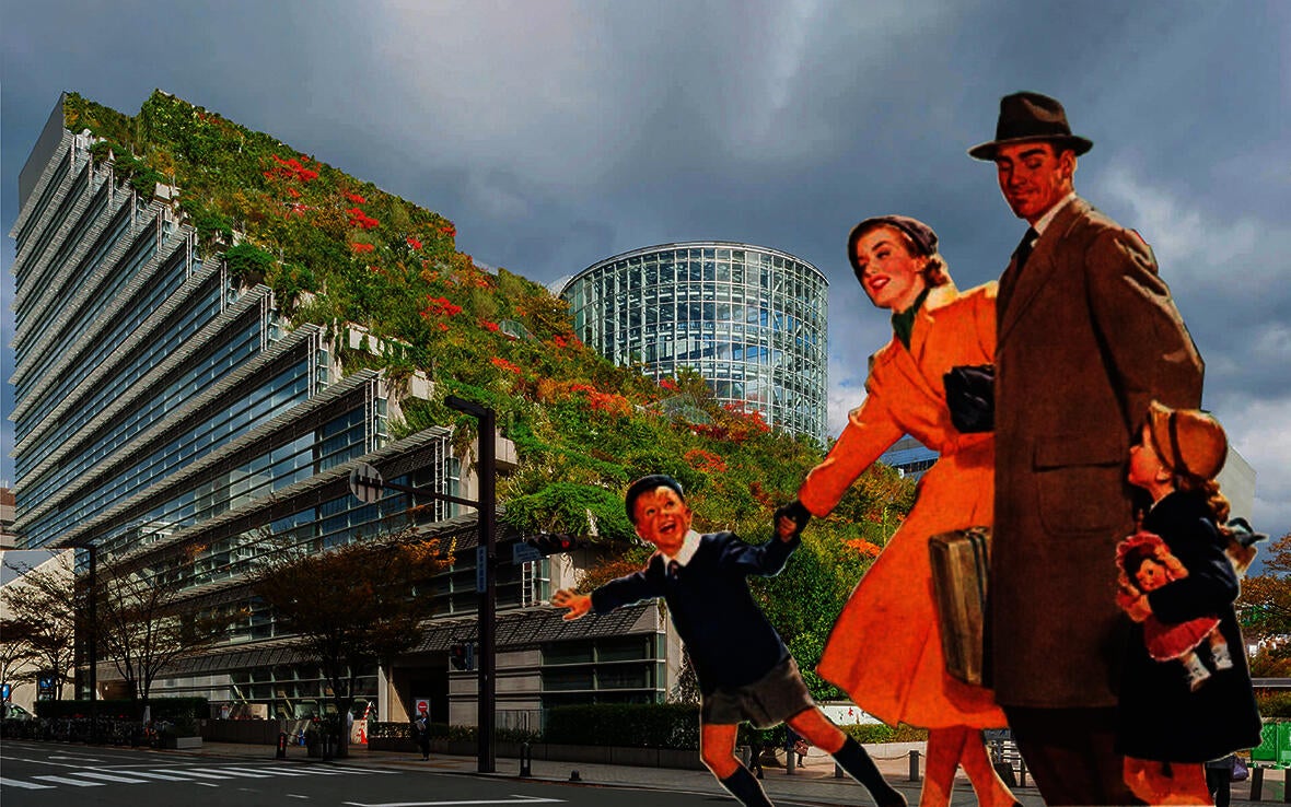 Collage of a green roof