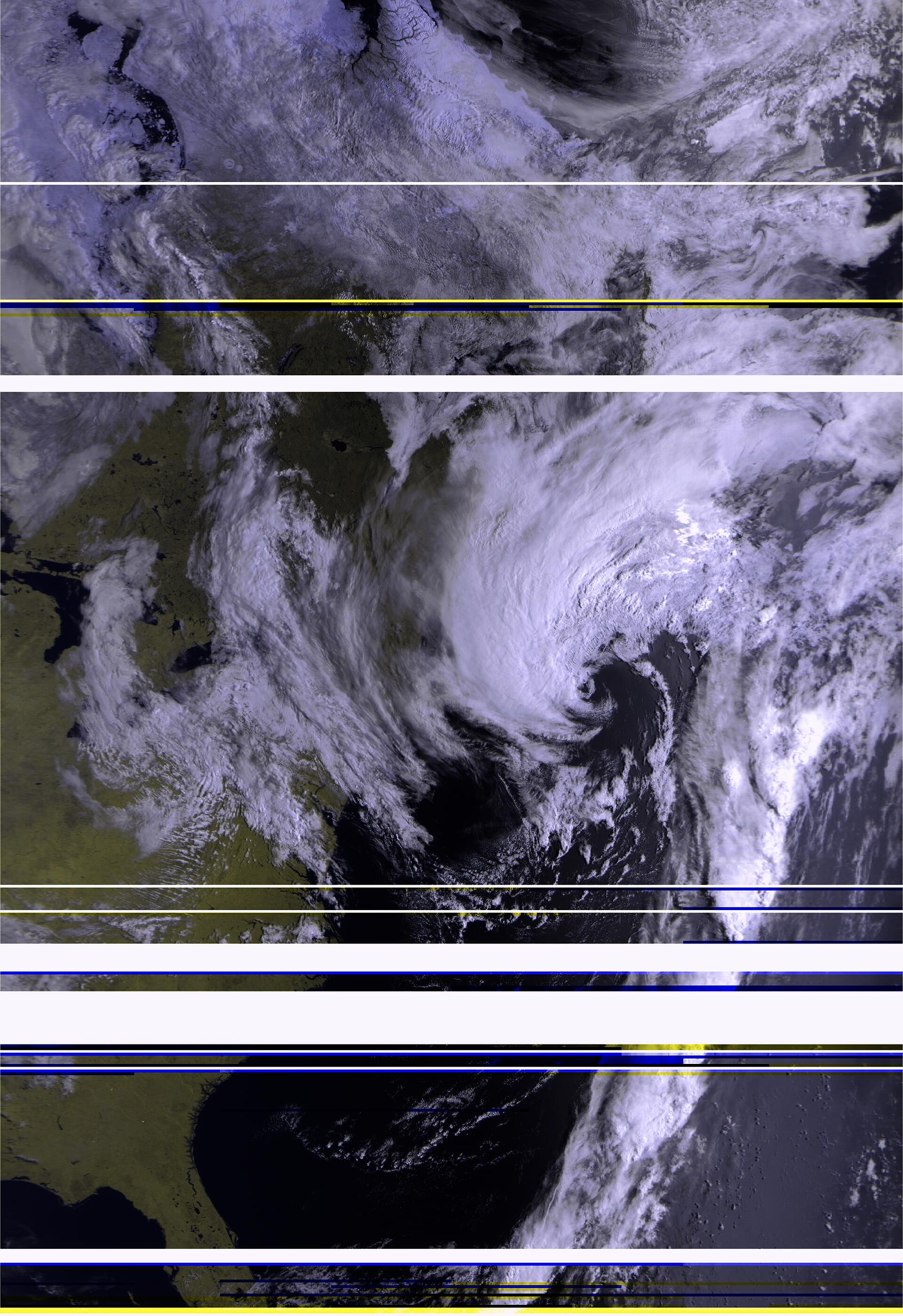 color satellite imagery with white line shaped glitches
