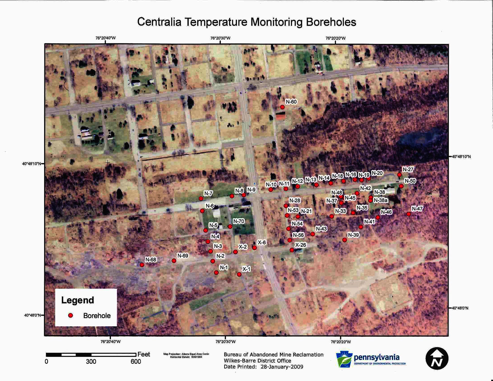 boreholes at Centralia