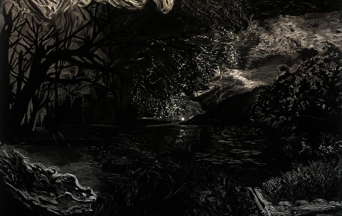 Mutable Landscape, charcoal on paper.