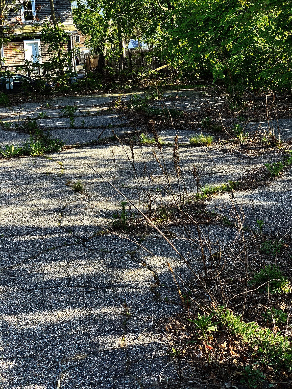 parking lot with pavement cracks