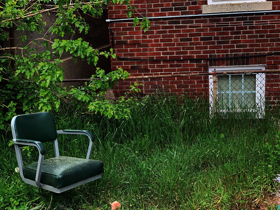 green chair green grass
