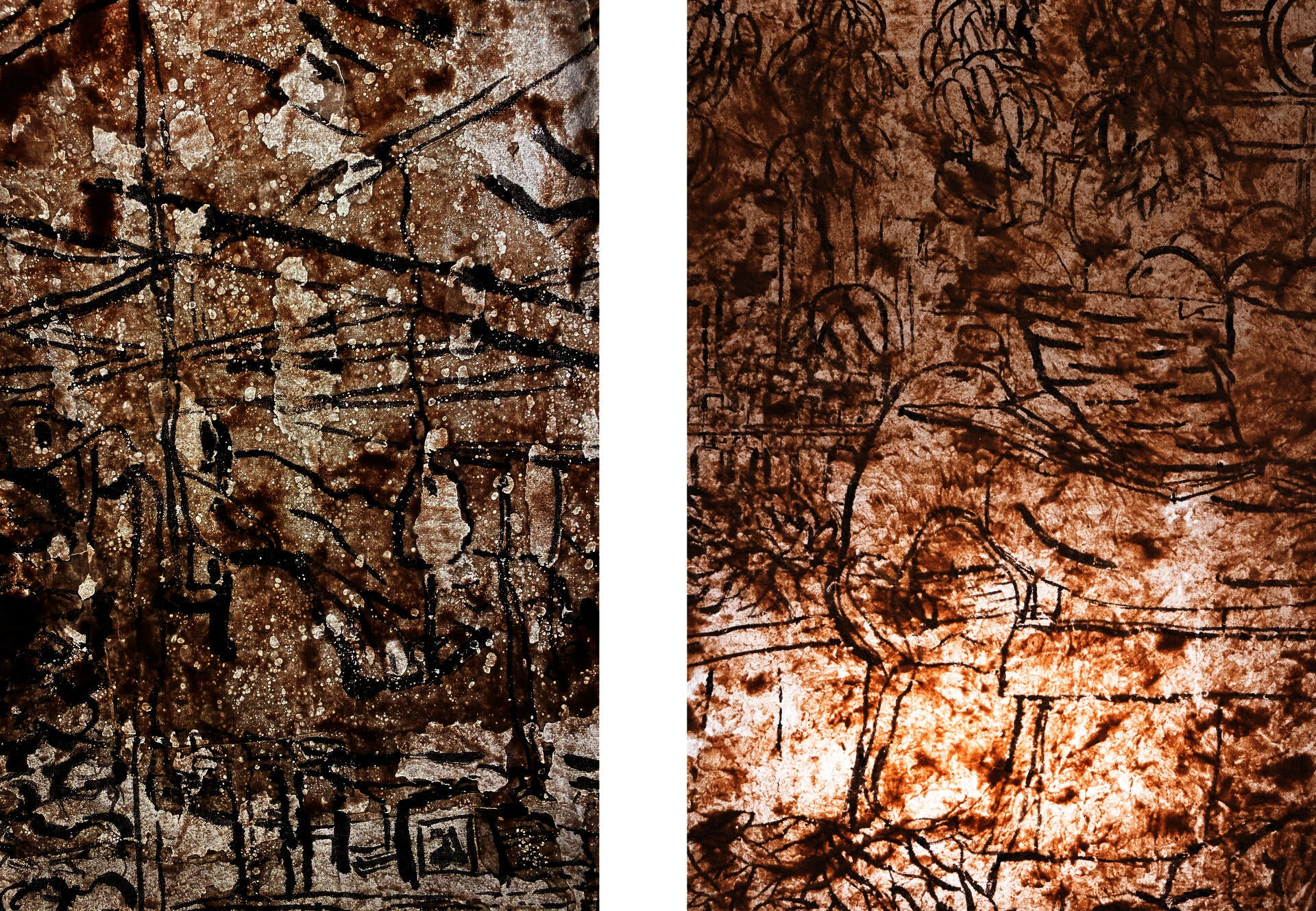 Close Up images of concrete diptych