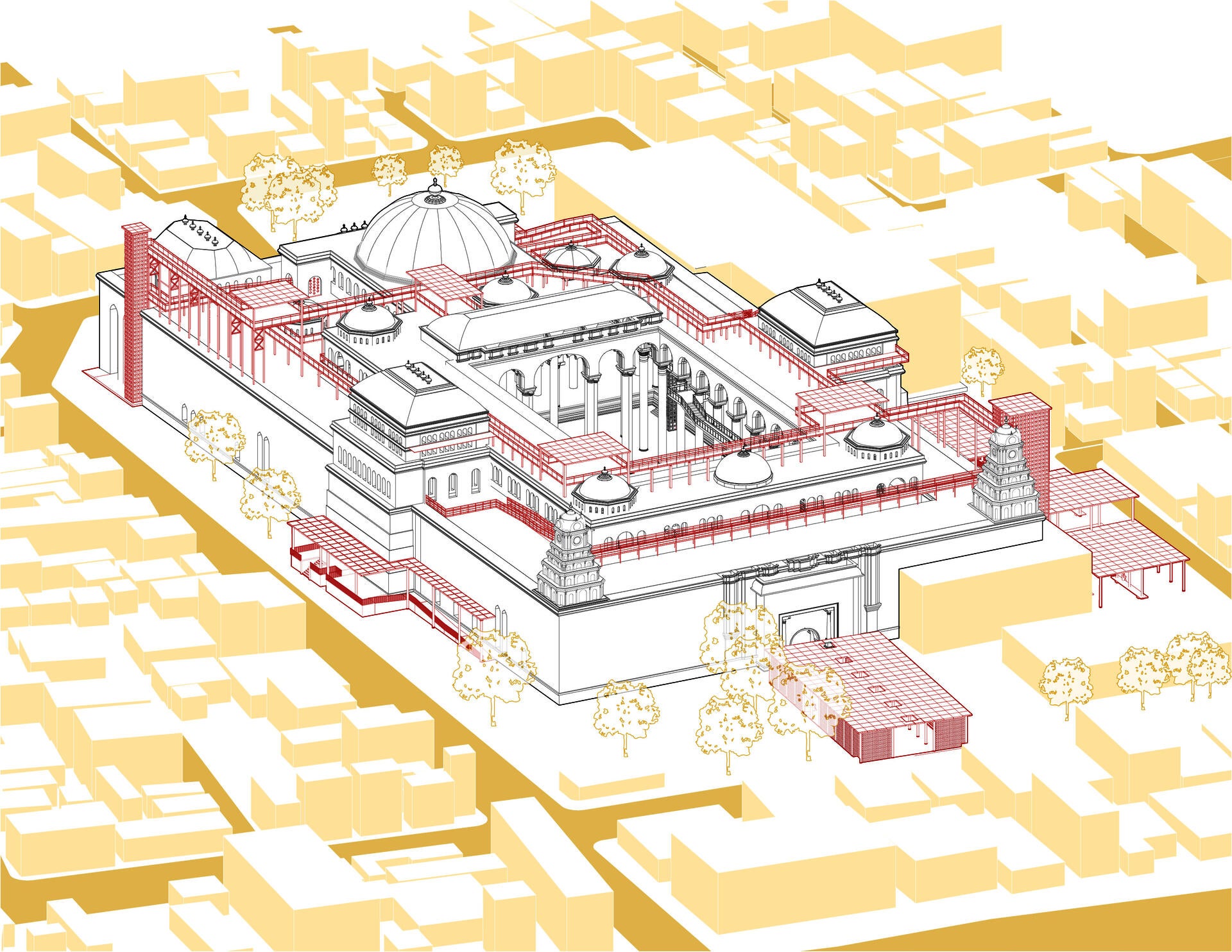 Bird's eye view of the proposal and the site