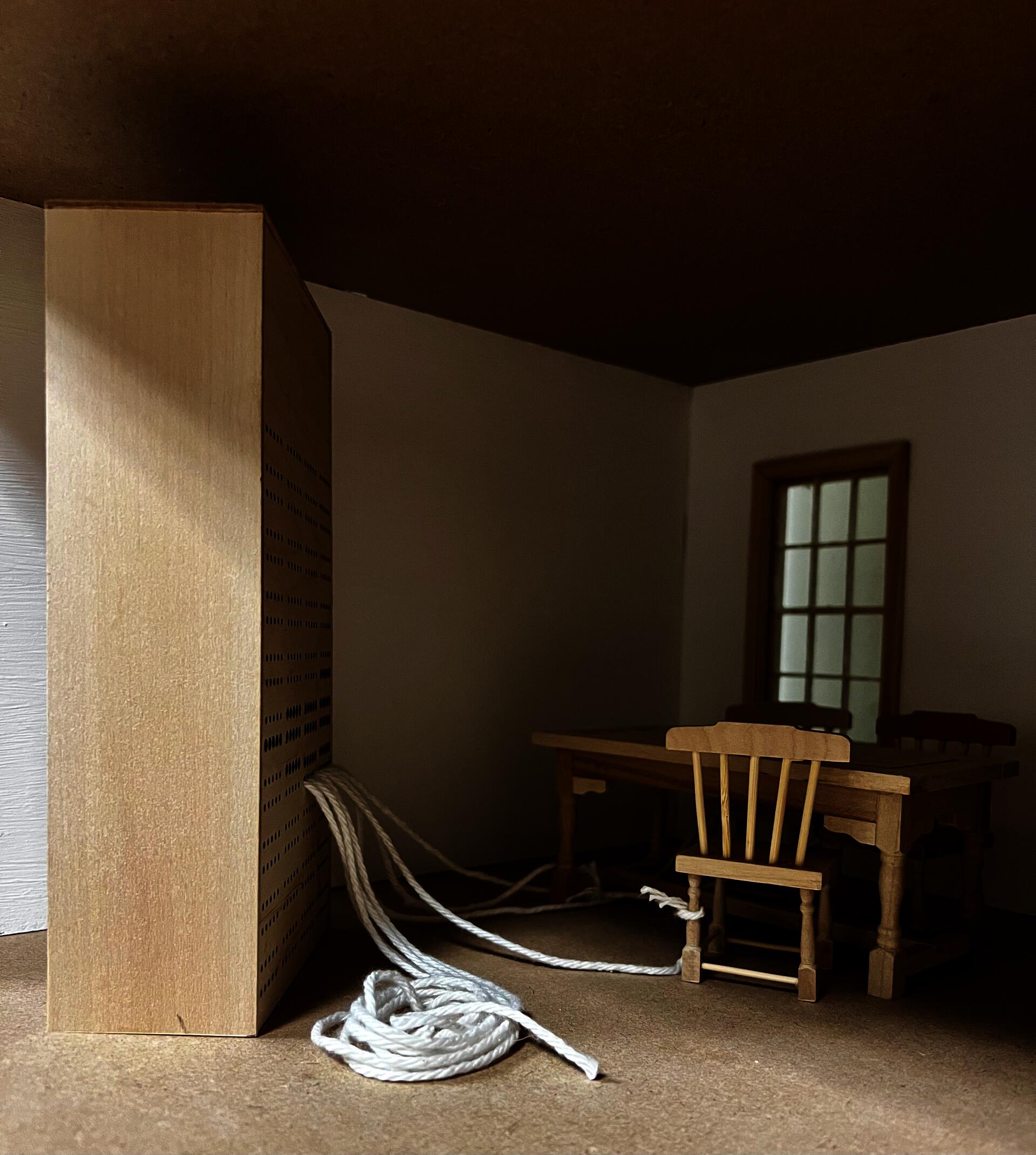 study model showing wall attached to furniture