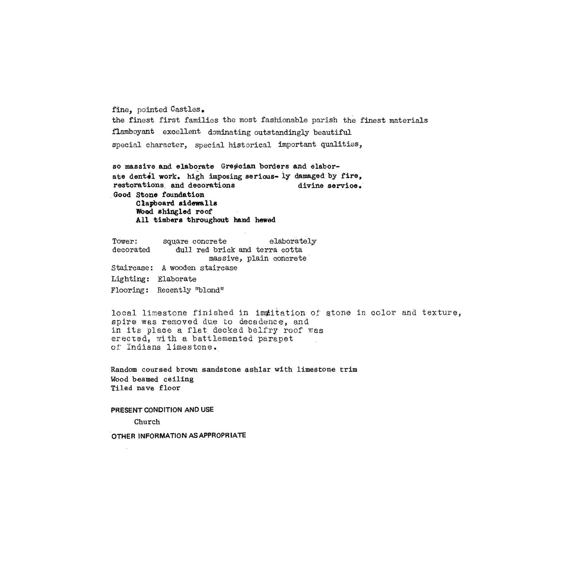 Grace Church historical designation documents fragmented and recomposed into psuedo-poetry