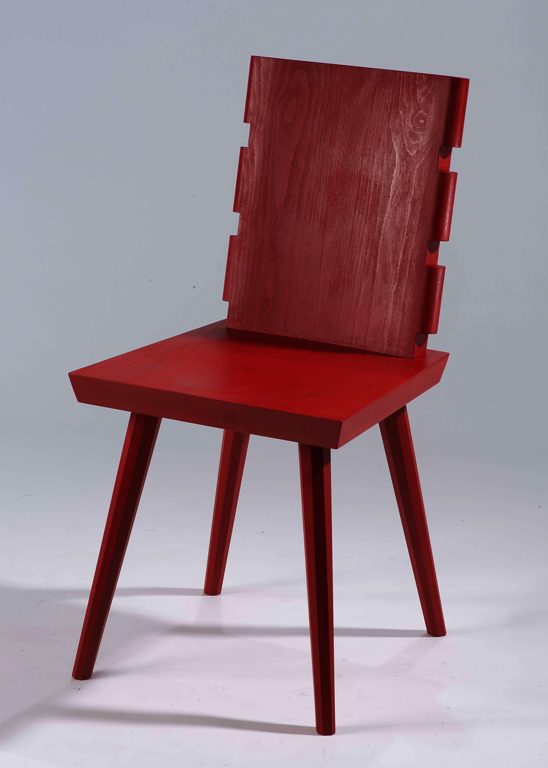 Wooden chair in red finish