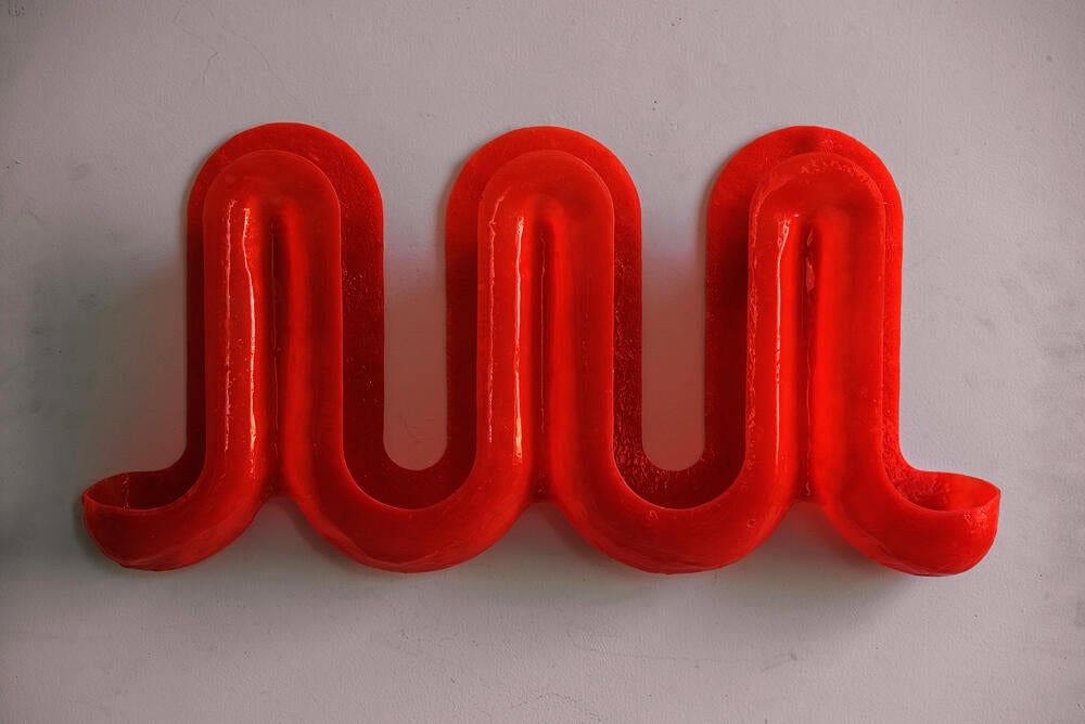 Three red swells in a line.