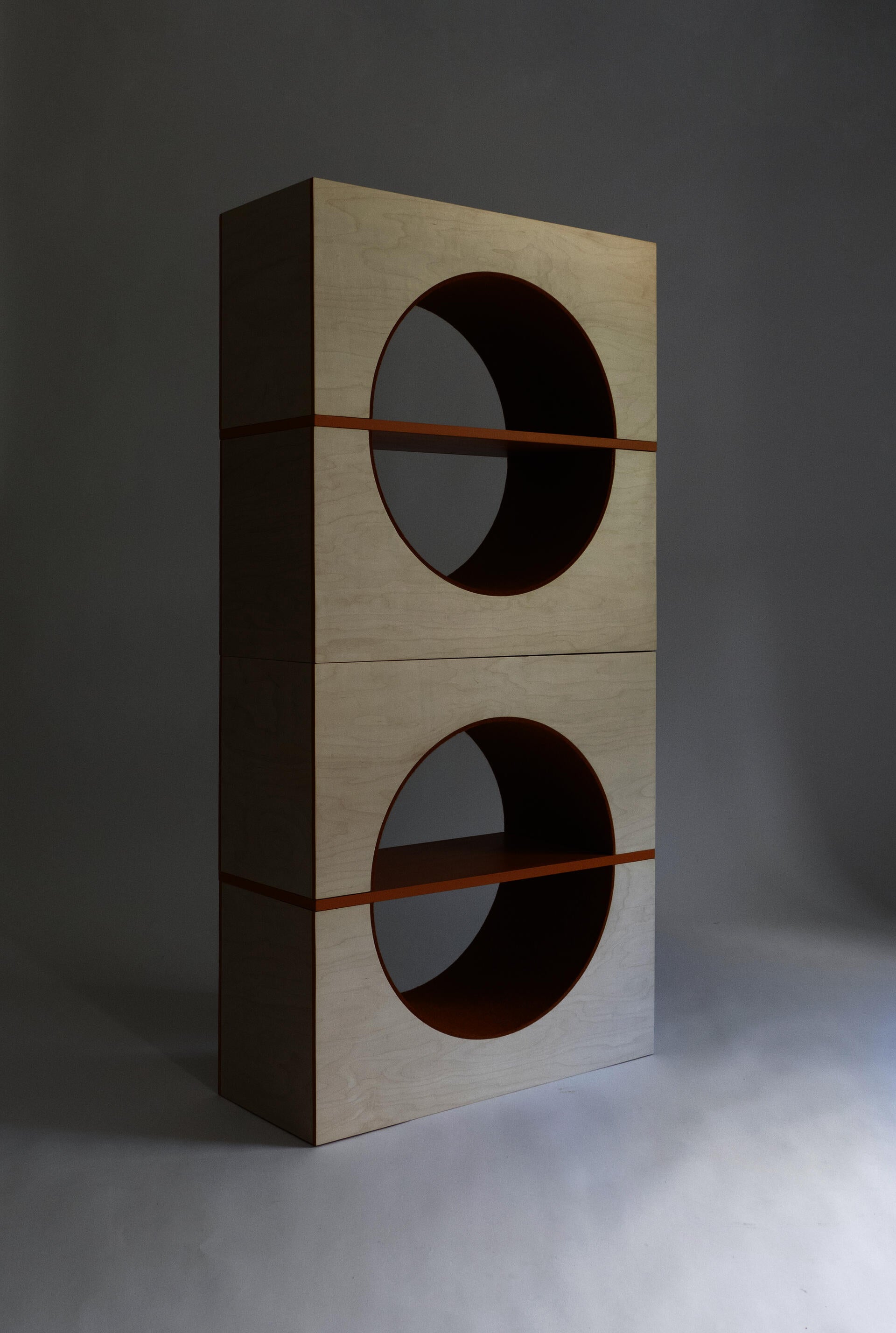 Stackable Modular wooden felt arch shelve