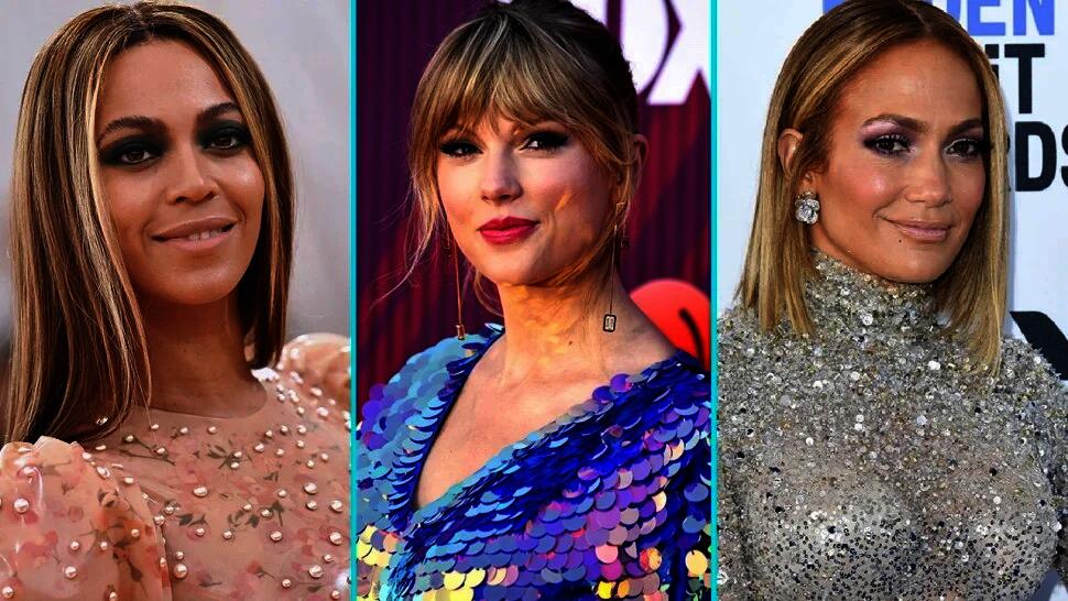Beyonce, Taylor Swift, and Jennifer Lopez. Photographed by Mike Coppola, Frazer Harrison, Jon Kopaloff for Getty Images.