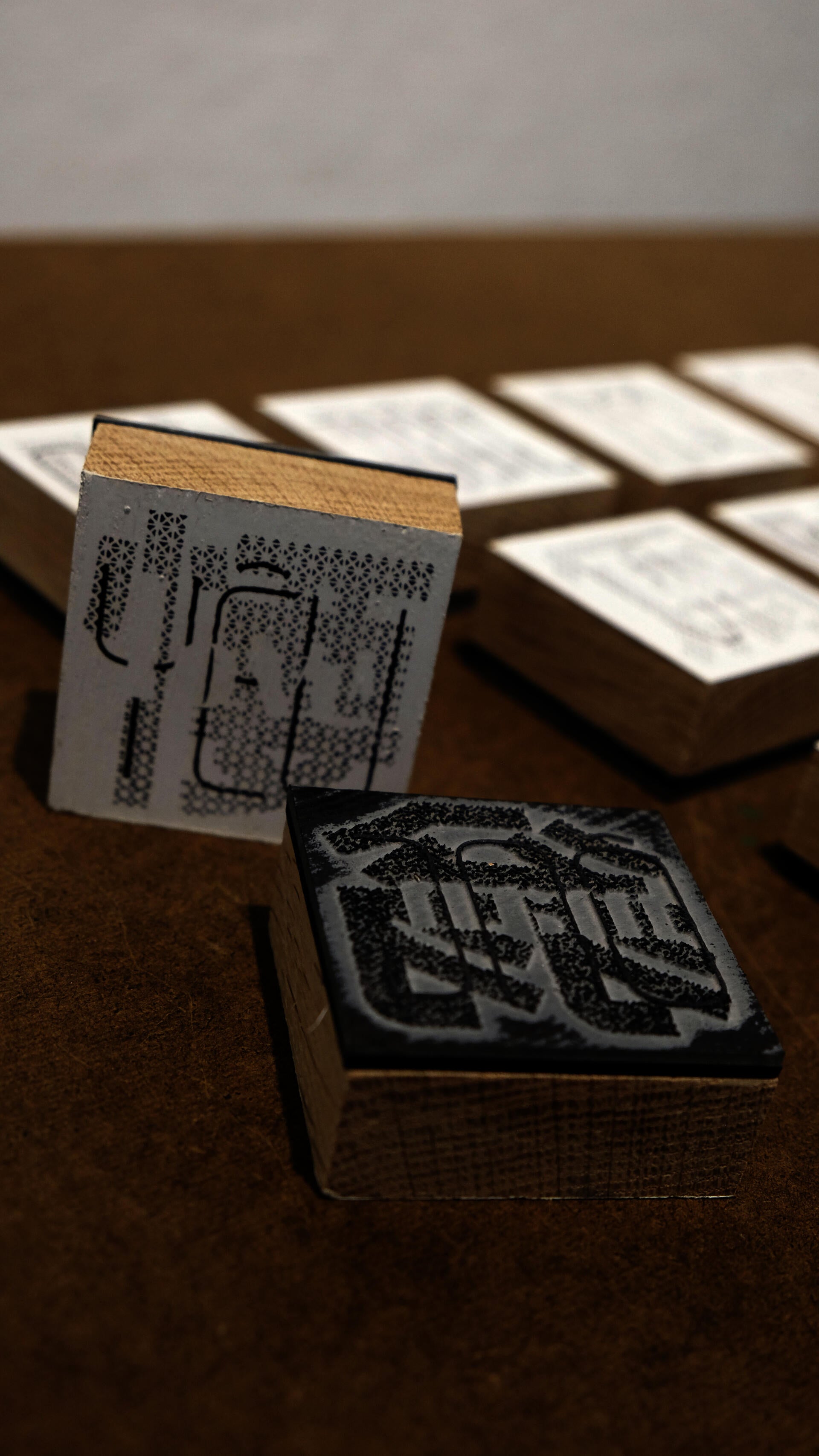 Closeup up image of custom wordform stamps